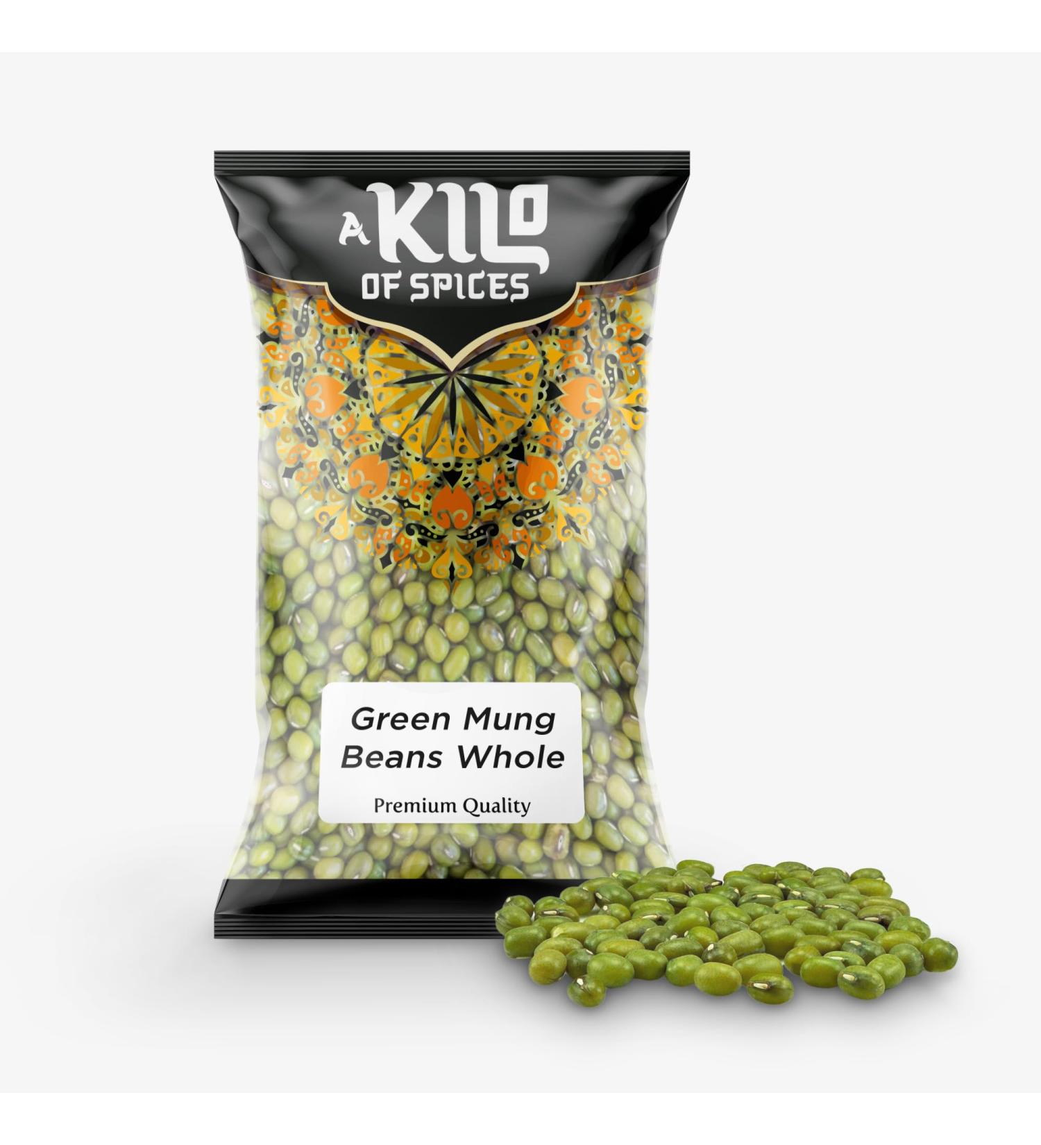 A Kilo of Spices | Green Mung Beans Whole (Moong) | Easily digestible lentils high in protein suitable for all age groups (7g of Protein Per Serving) | Mung Beans for Sprouting | Moong 1 Kg 1kg