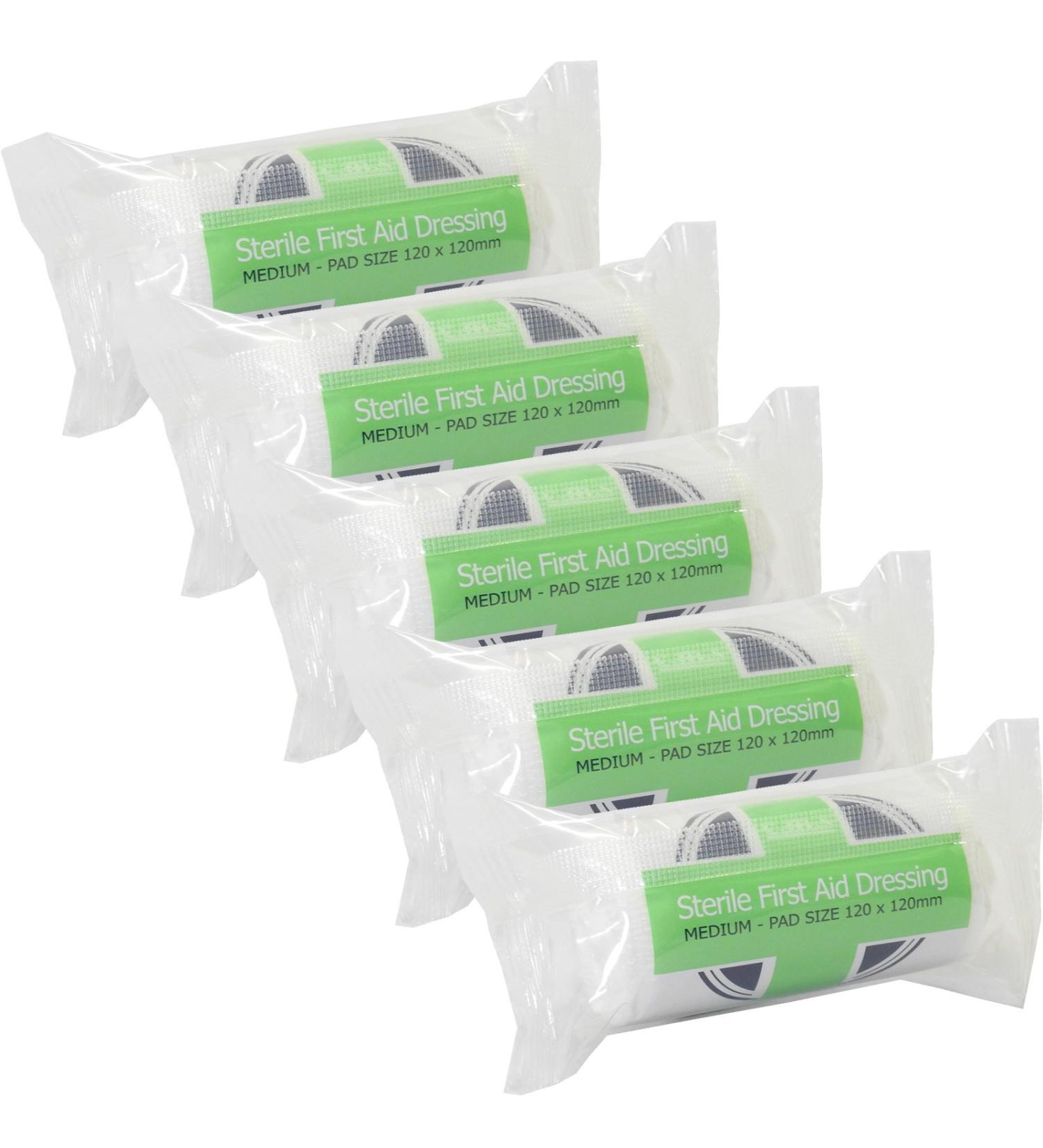 5 x CMS Medical Medium Sterile First Aid Wound Injury Dressing Bandages 12x12cm 5 Count (Pack of 1)