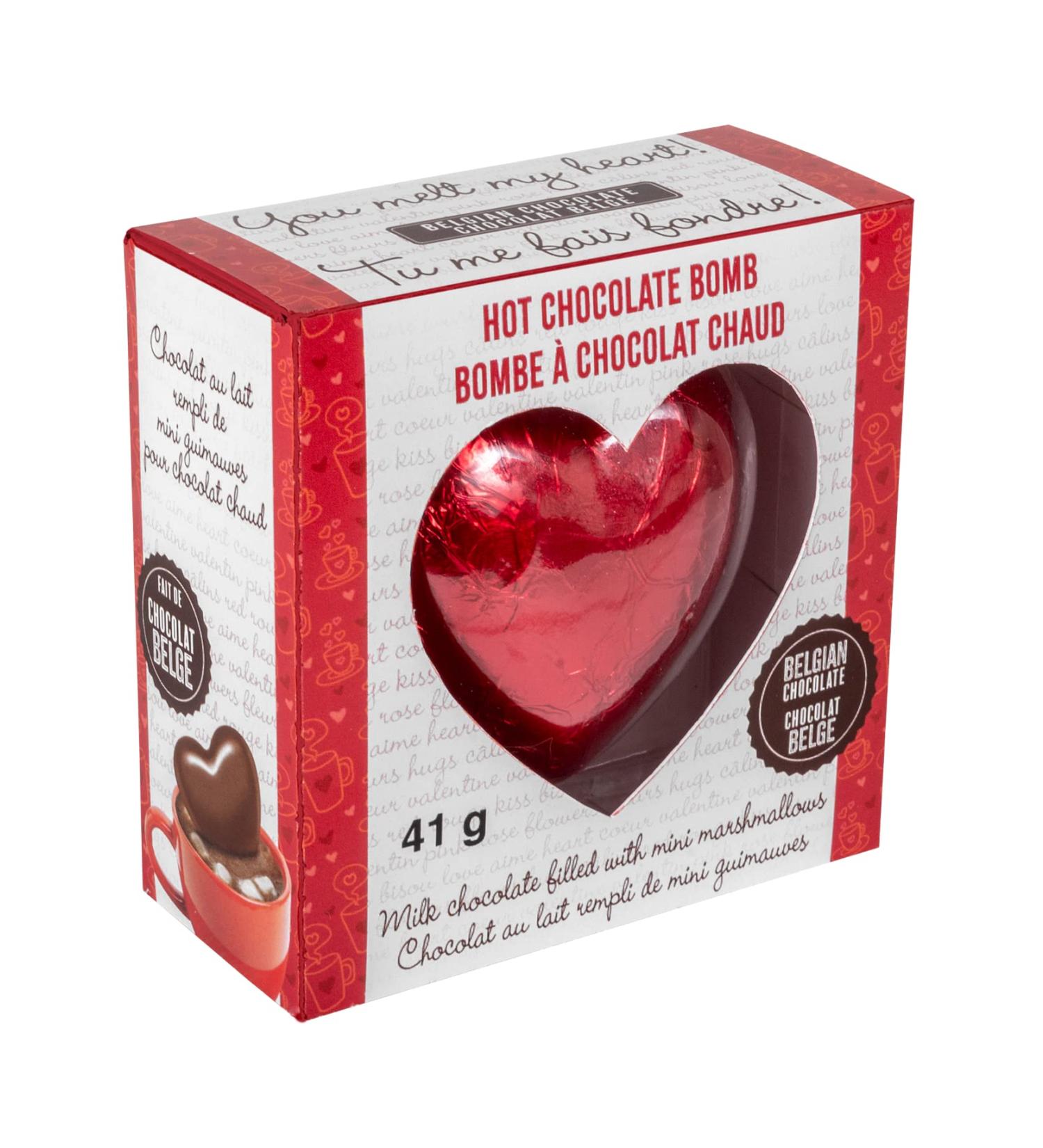 Regal Heart-shaped Hot Chocolate Bomb - Valentine's Day Gift - Belgian Milk Chocolate with Mini Marshmallows Inside 41 grams - Buy Online on GoSupps.com