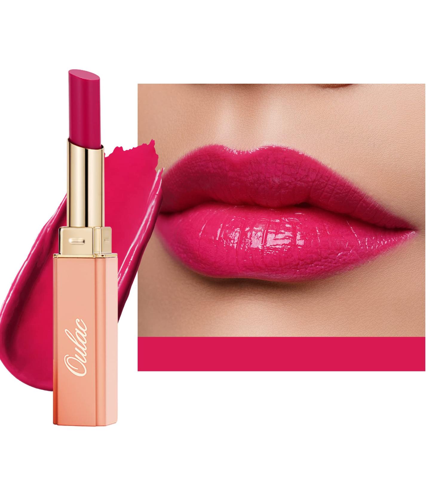 Oulac 2-in-1 Lipstick & Lip Balm - Juicy Shiny Lip Care for Smooth Hydrated Lips - Vegan Cool Toned Raspberry (09) - Perfect for Dry Cracked Lips - Buy Online on GoSupps.com