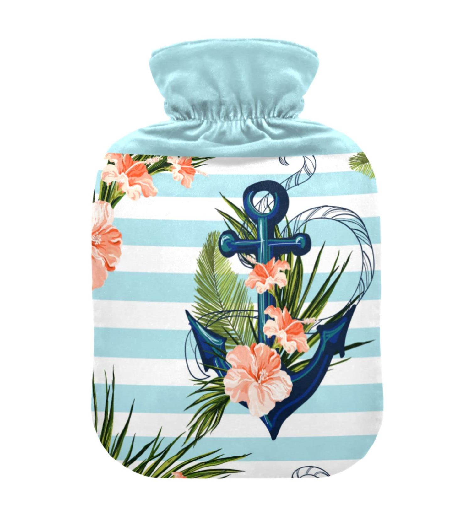 Heat bottle with reference 2 L hard-wearing warm-up bag for handwheel warmer shoulder and neck pain cramps heating press and heat therapy sample of summer style anchor and palm leaves