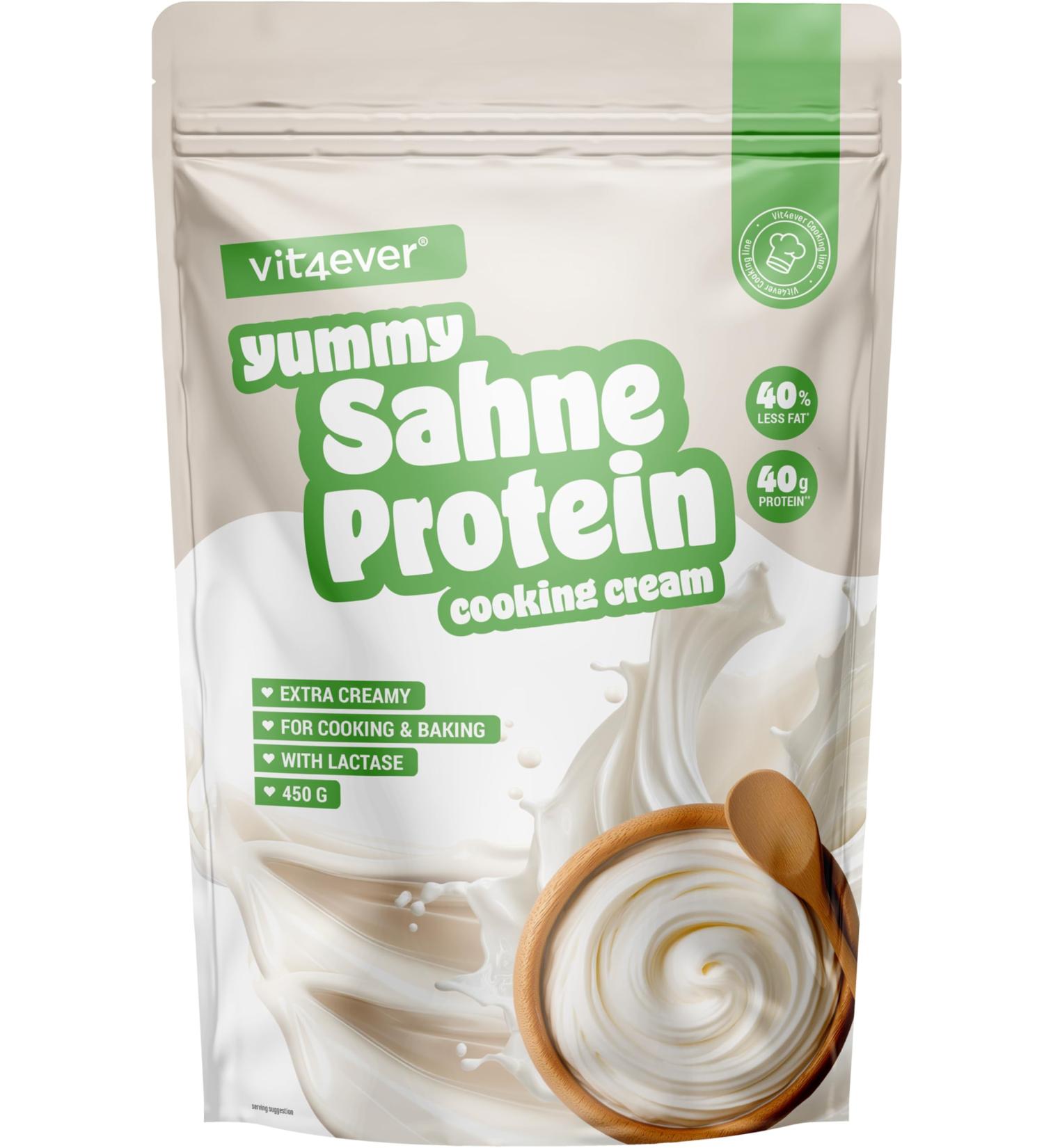  Vit4ever Yummy Protein Cream - 450g - High protein ingredient for cooking and baking made from whey protein - no added sugars and lower in fat than cream - Buy Online on GoSupps.com