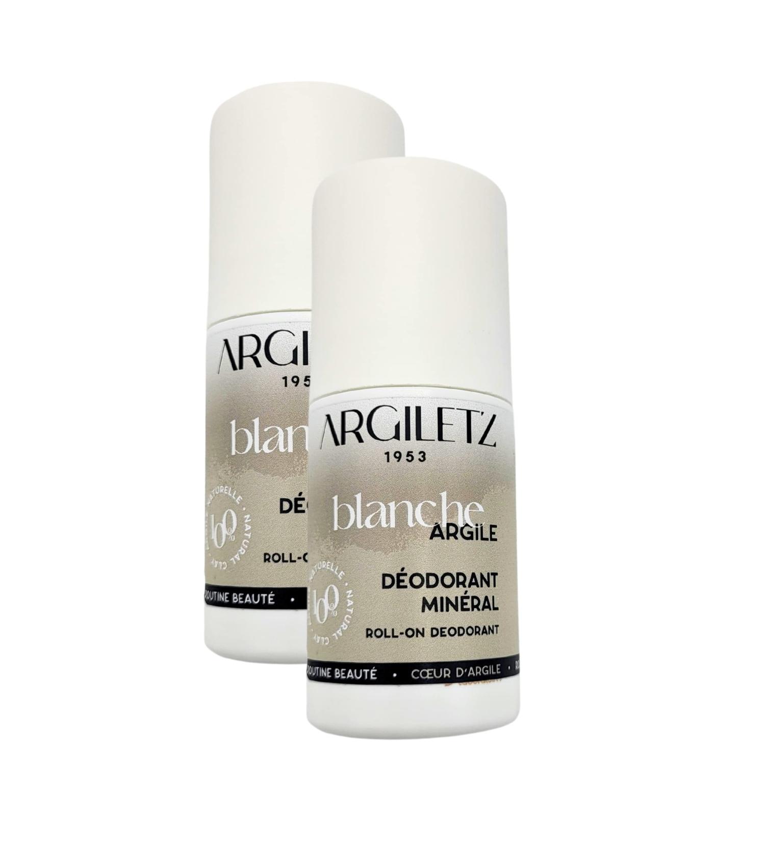 ARGILETZ Pack of 2 roll-on deodorants 50ml with white clay distributed by ARCILIA - Buy Online on GoSupps.com