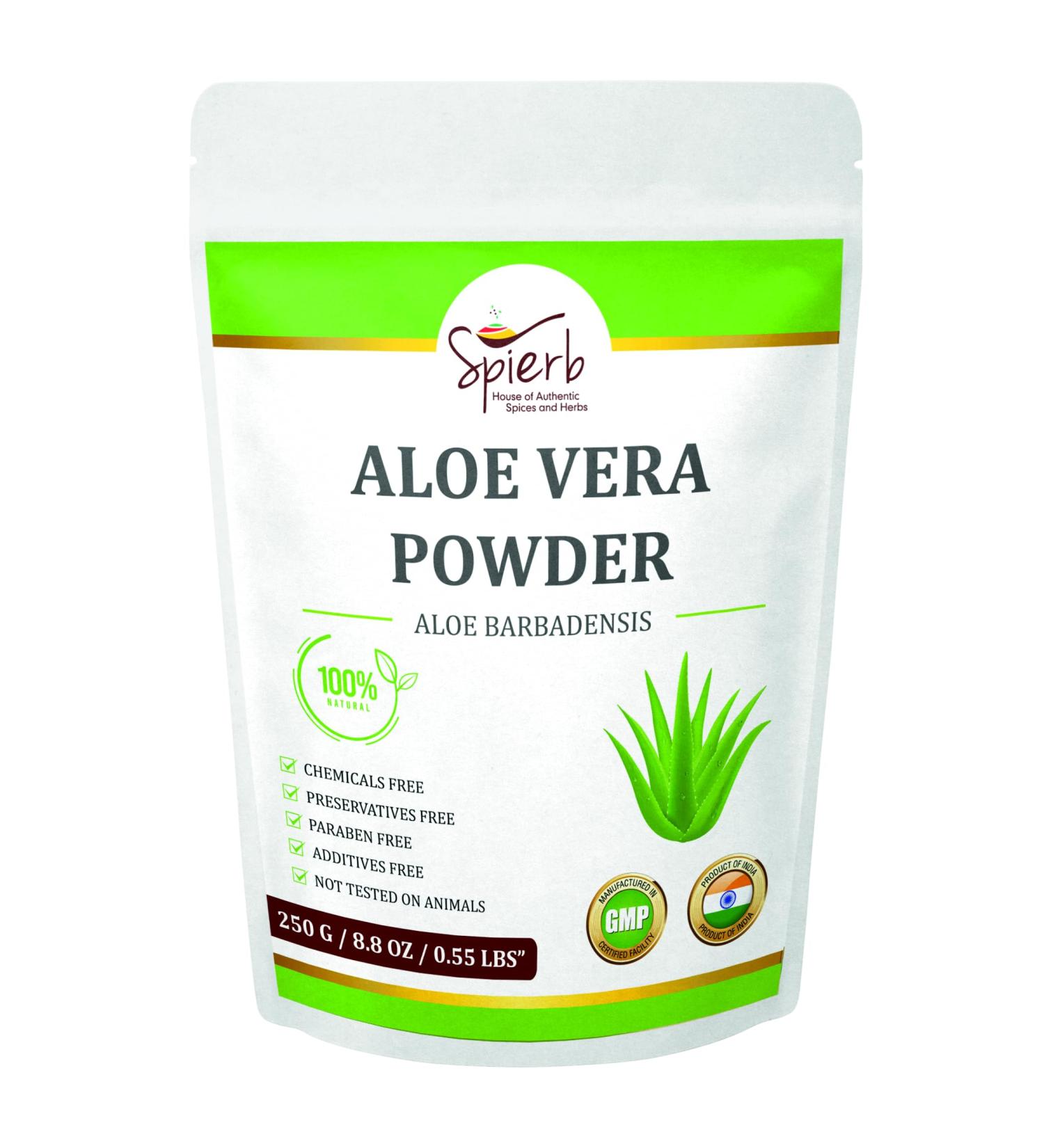 Spierb Aloe Vera Powder - 250 GM | 100% Natural Hair Growth & Skin Moisture Care | Chemical-Free Herbal Powder - Buy Online on GoSupps.com