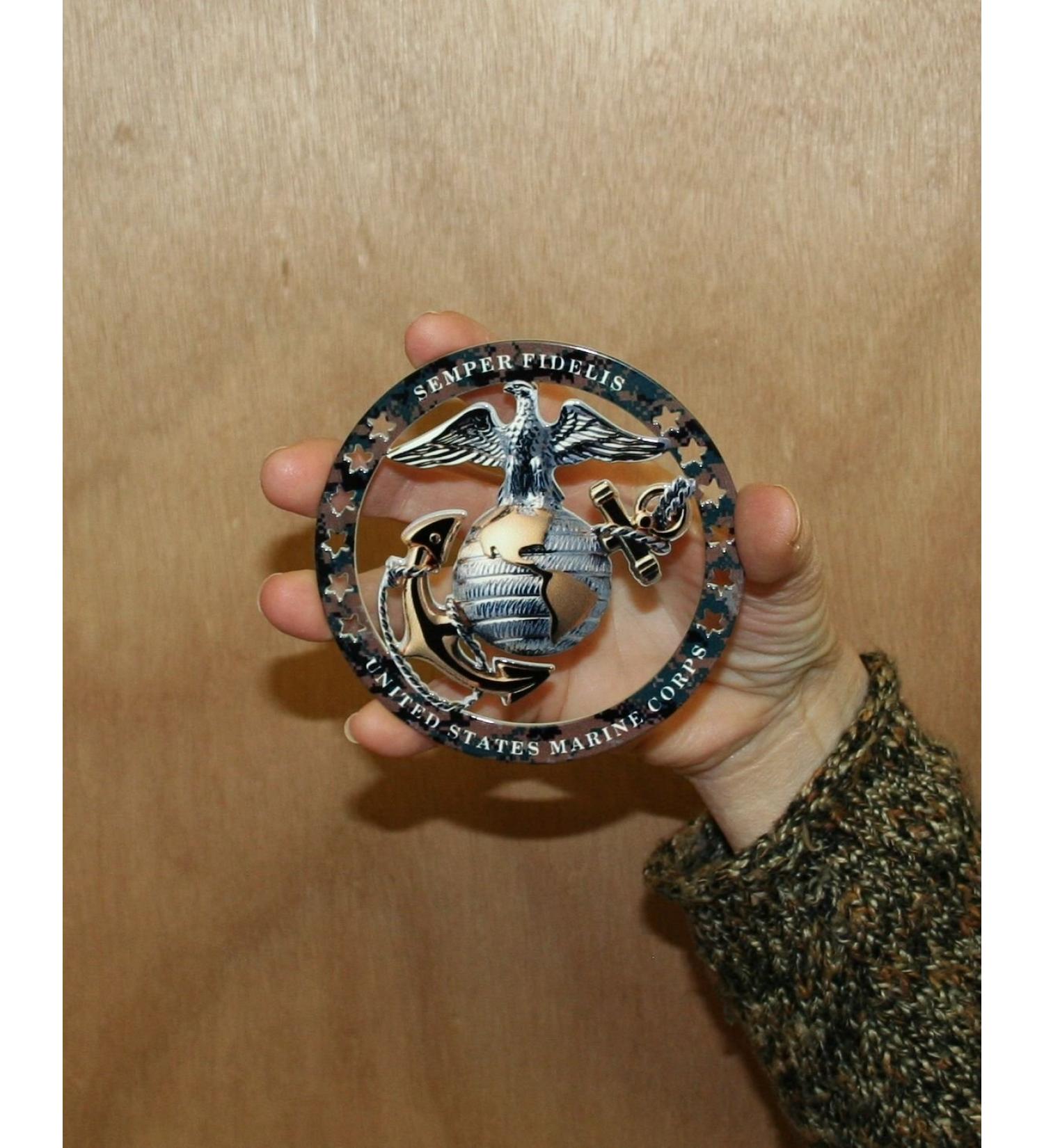 USMC ROUND EMBLEM MAGNET 4"x4" SEMPER FI Truck SUV Auto Decal Magnet 4" x 4"
