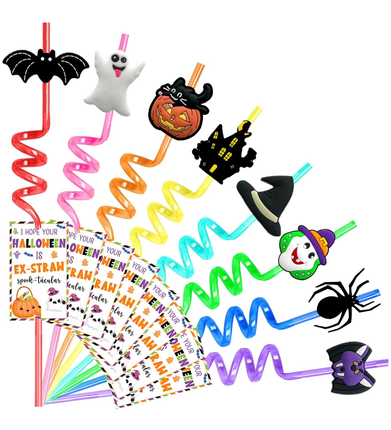 24 Pack Halloween Party Favors Halloween Straws Halloween Party Decorations Supplies Halloween Crazy Plastic Straws for Halloween Birthday Baby Shower Party Decorations Favors - Buy Online on GoSupps.com