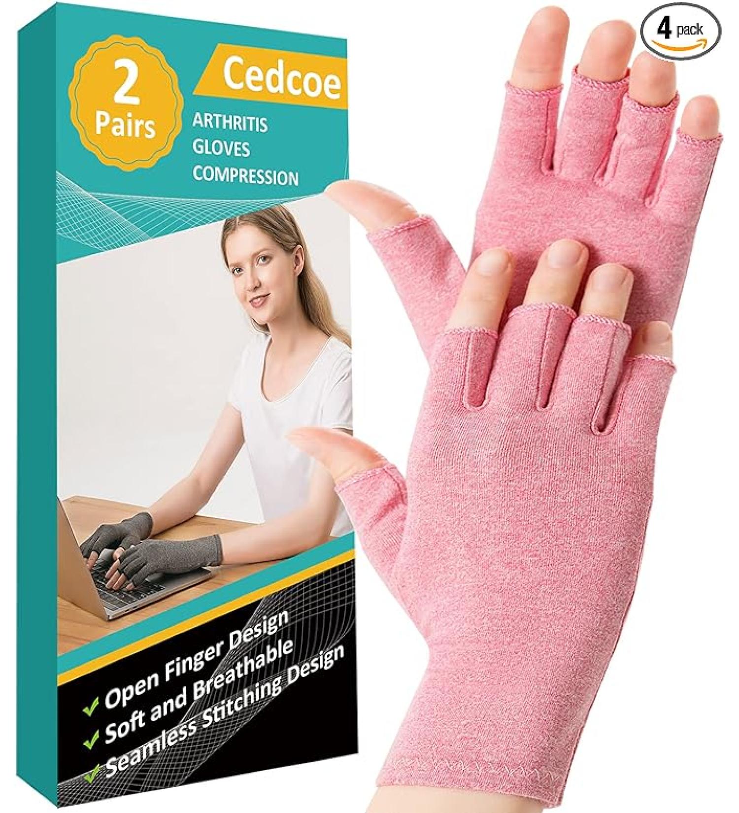 2 Pairs Arthritis Compression Gloves for Relieve Rheumatoid Arthritis  Osteoarthritis  Carpal Tunnel  Joint Pain  Open Fingerless Gloves  Fit for Women and Men to Daily Work (Pink  Medium) - Buy Online on GoSupps.com