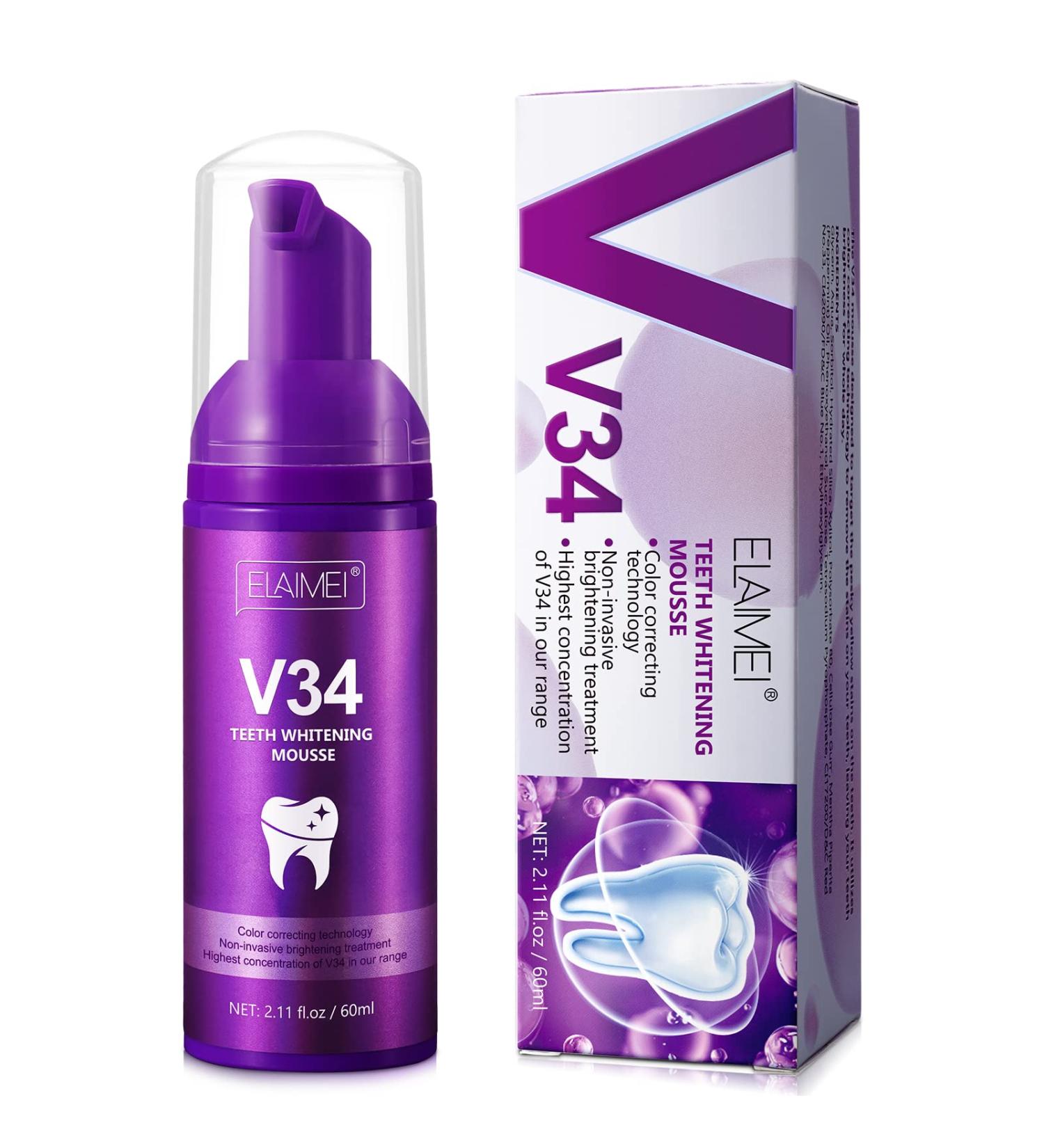 CCKULOOB Purple toothpaste for white teeth color correction serum V34 whitening booster removal of coffee stains smoke and yellow teeth - Buy Online on GoSupps.com