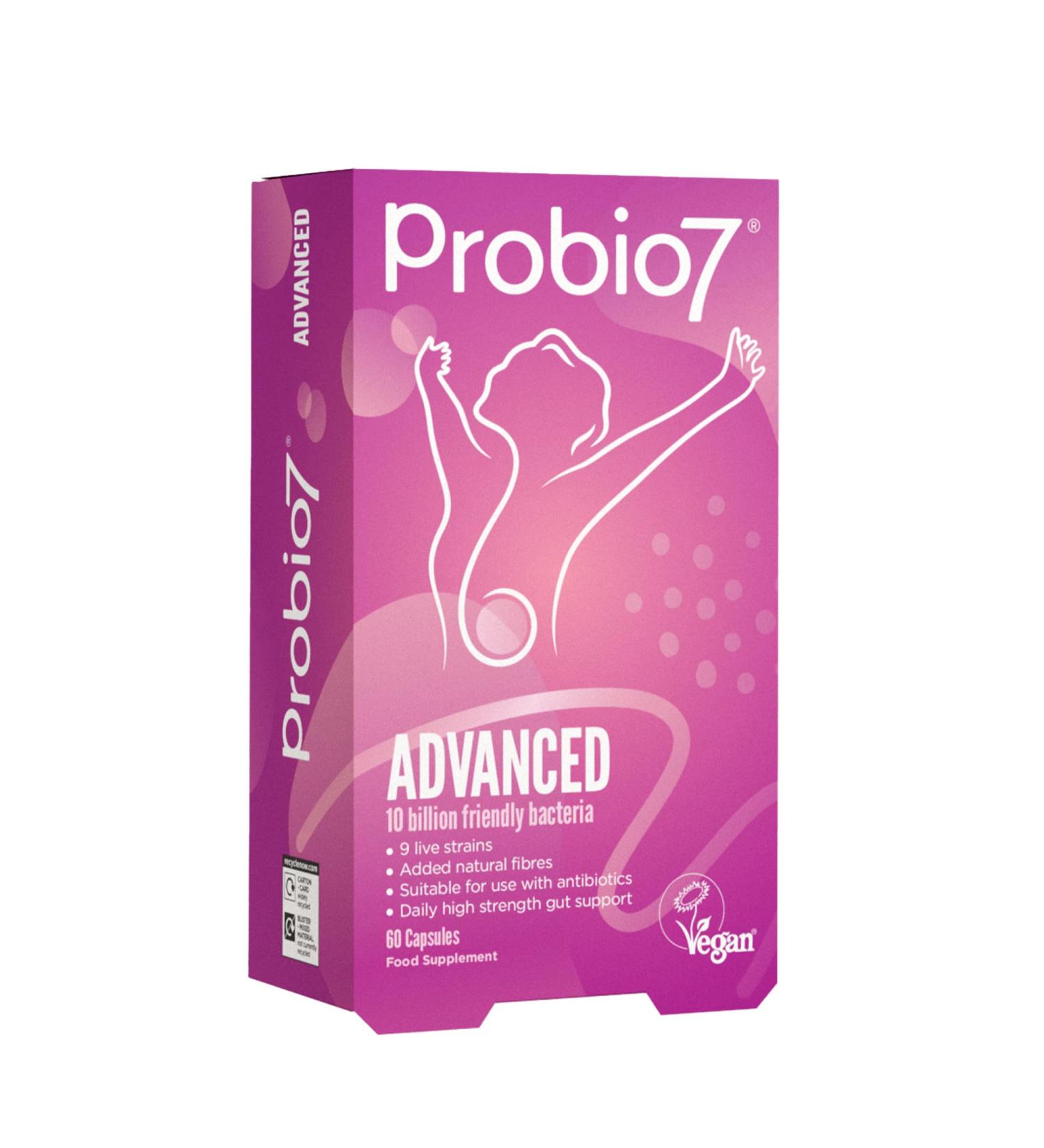  Probio 7 Probio7 Advanced | 9 live strains | 10 billion CFU Saccharomyces Boulardii + 2 Fibers | Gut Health - 60 vegan capsules (2 months) - Buy Online on GoSupps.com