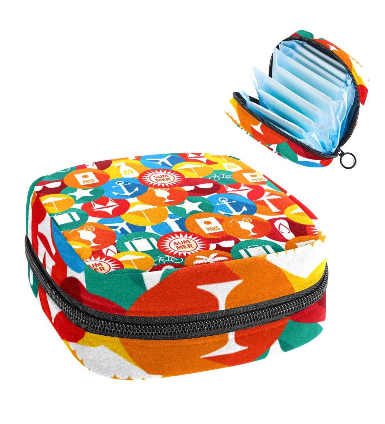 Colorful Summer Elements Menstrual Cup Pouch - Period Bag for Women and Teen Girls - Multi-colored - Buy Online on GoSupps.com