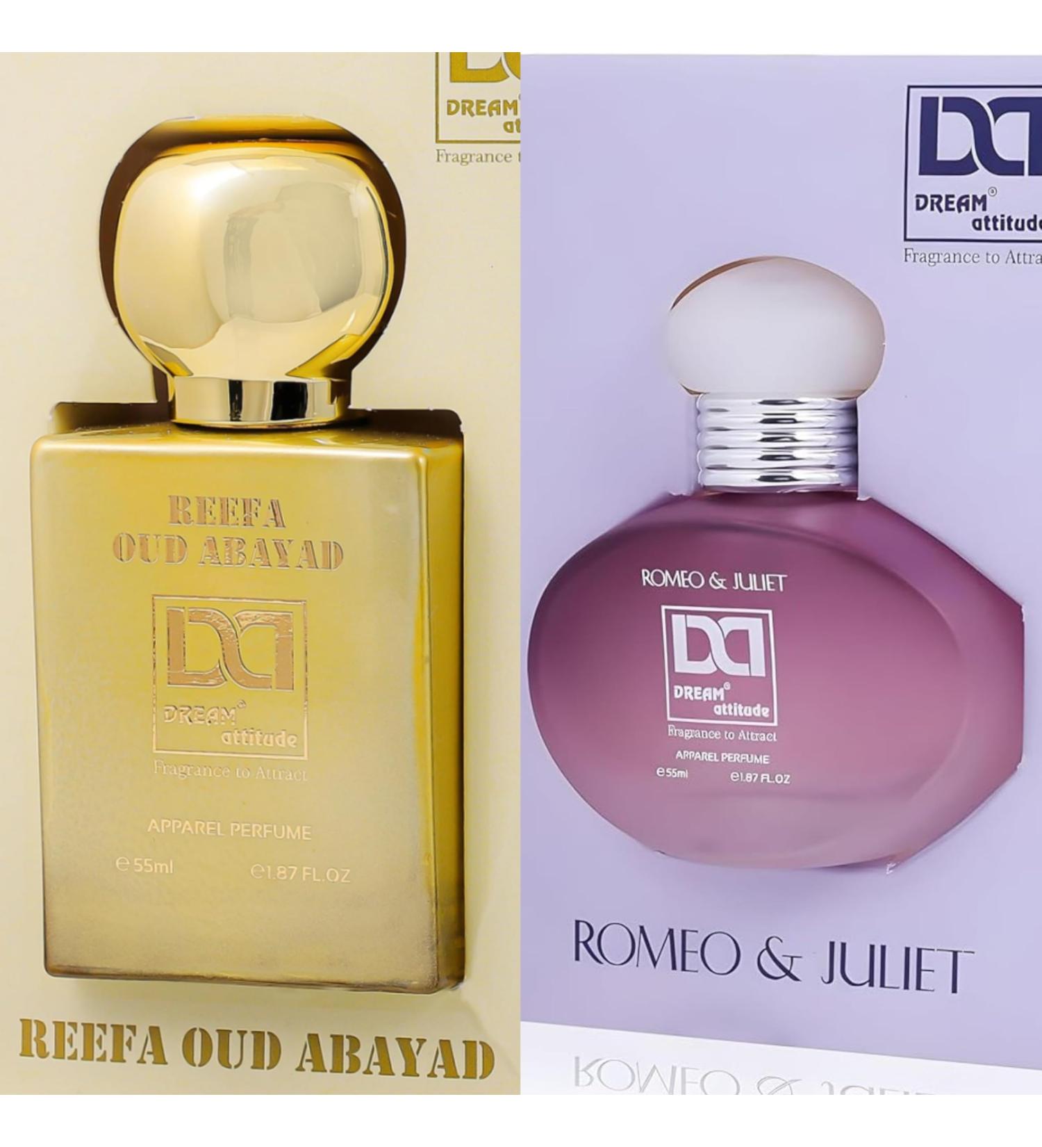 (Pack Of 2) Premium Oud Reefa Abayad Romeo&Juliet Men Women Non Alcoholic Long Lasting Timeless Fragrance For Enduring LOVE Oud Spicy Floral Scent 55-ML 1.86 Floz Vaporisateur Spray. - Buy Online on GoSupps.com