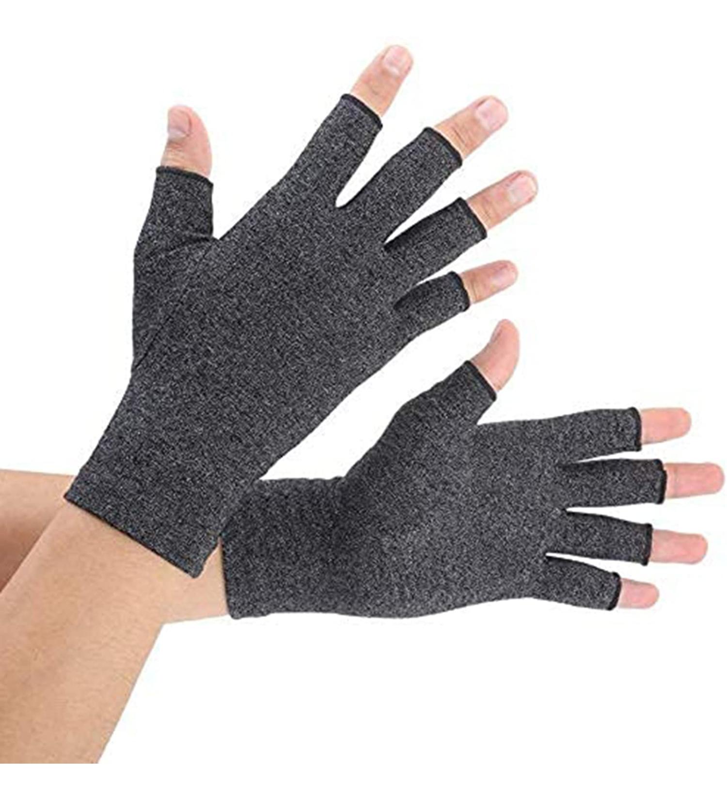 Buy Copper Compression Arthritis Gloves | Best Copper Infused Support for Hands - Fingerless for Men & Women | Medium Grey - Buy Online on GoSupps.com