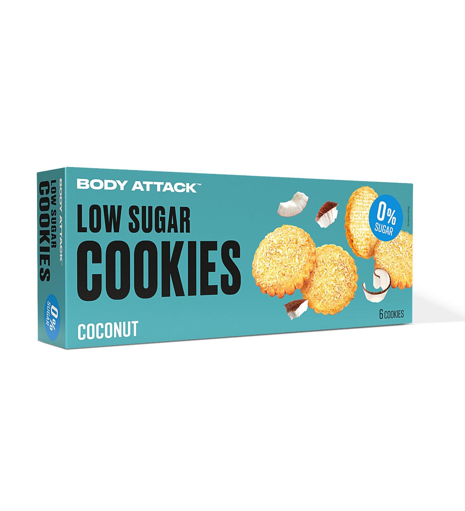 Body Attack Low Sugar Coconut Cookies - 130g | Protein Snack No Aspartame Made in Germany - Buy Online on GoSupps.com