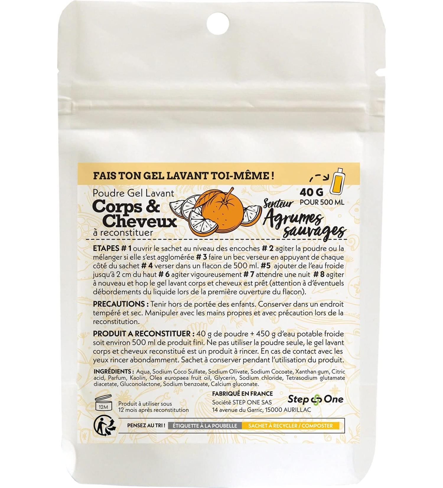 STEP ONE 2 in 1 Shampoo & Shower Gel Powder Wild Orange 40 g