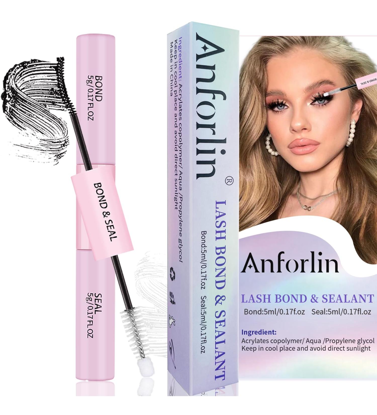 Anforlin Lash Bond and Seal Waterproof - Long Lasting 2-in-1 Lash Glue for False Eyelashes (0.17 oz Each) - International Shipping Available - Buy Online on GoSupps.com