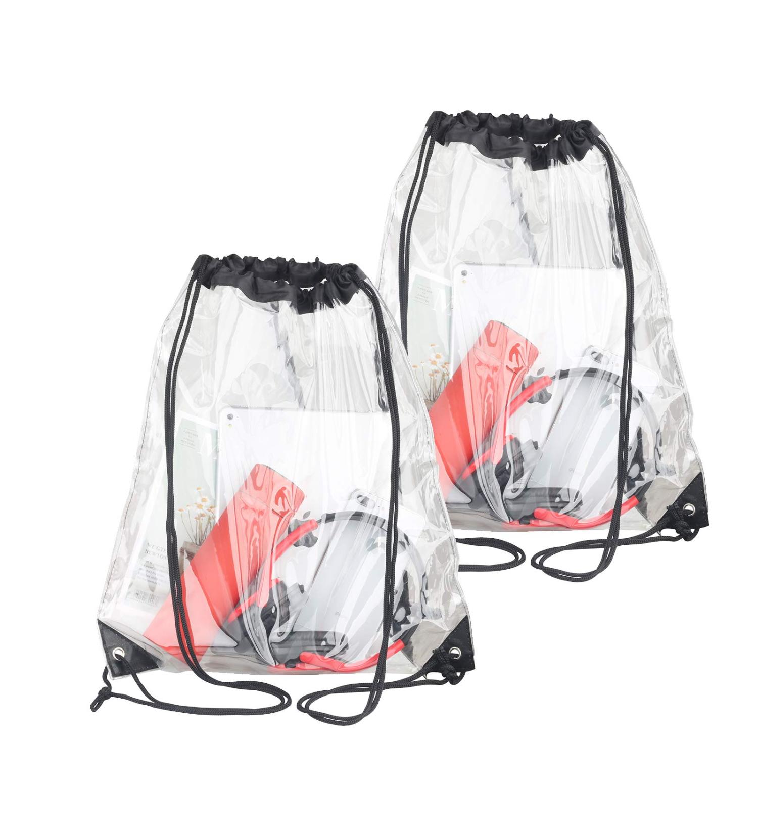 2 Pack Clear Drawstring Bags - Stadium, College, Event Approved Waterproof Small Bags - Buy Online on GoSupps.com