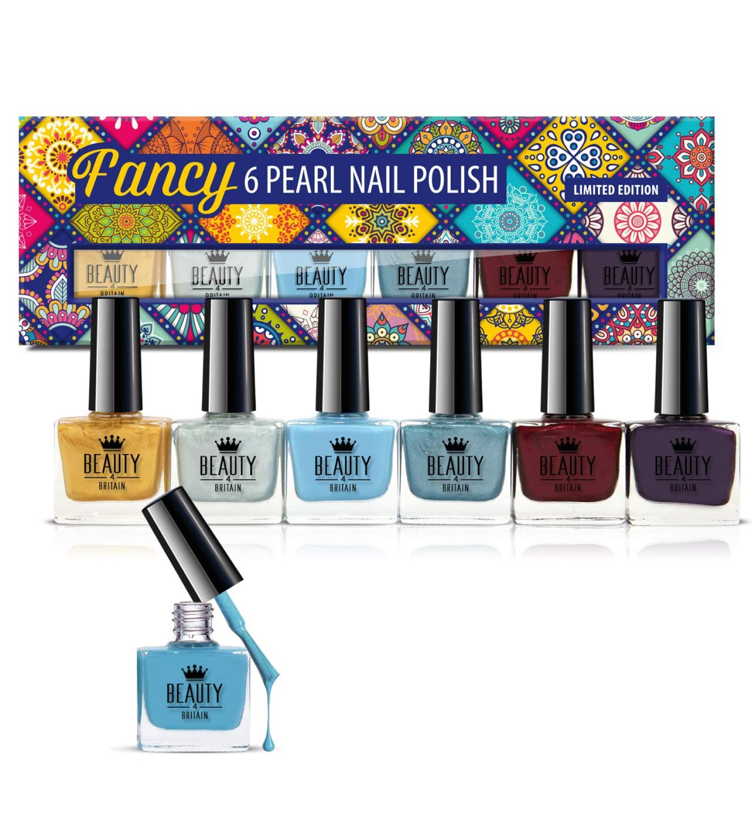 Beauty4Britain Set of 6 Pearl Nail Polish 6 Modern Pearl Shades Classic Colours Art Gift Box Fancy - Buy Online on GoSupps.com