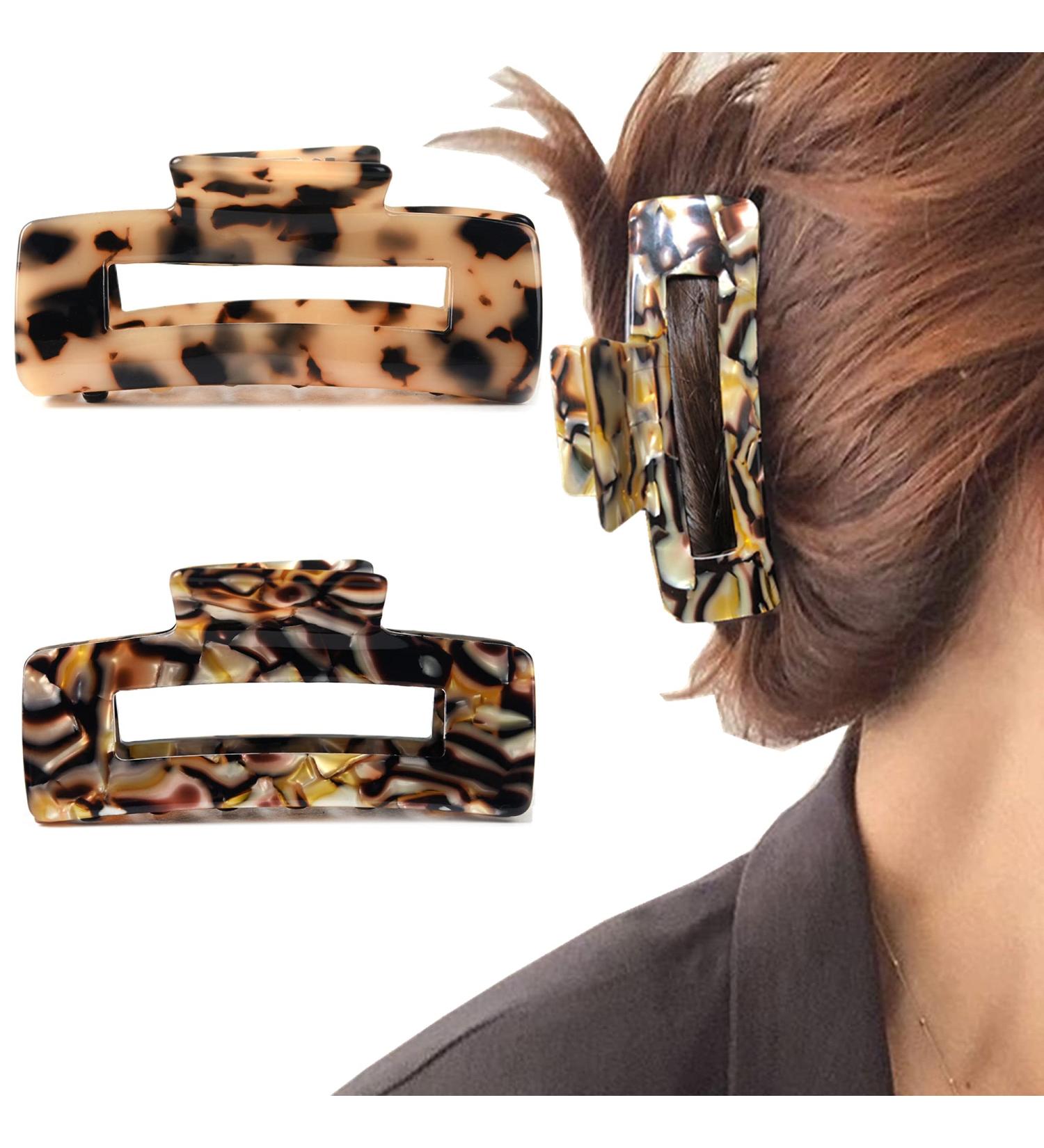 2 Piece Cutout Celluloid Hair Clips | French Design Hair Barrettes for Women | International Shipping - Buy Online on GoSupps.com