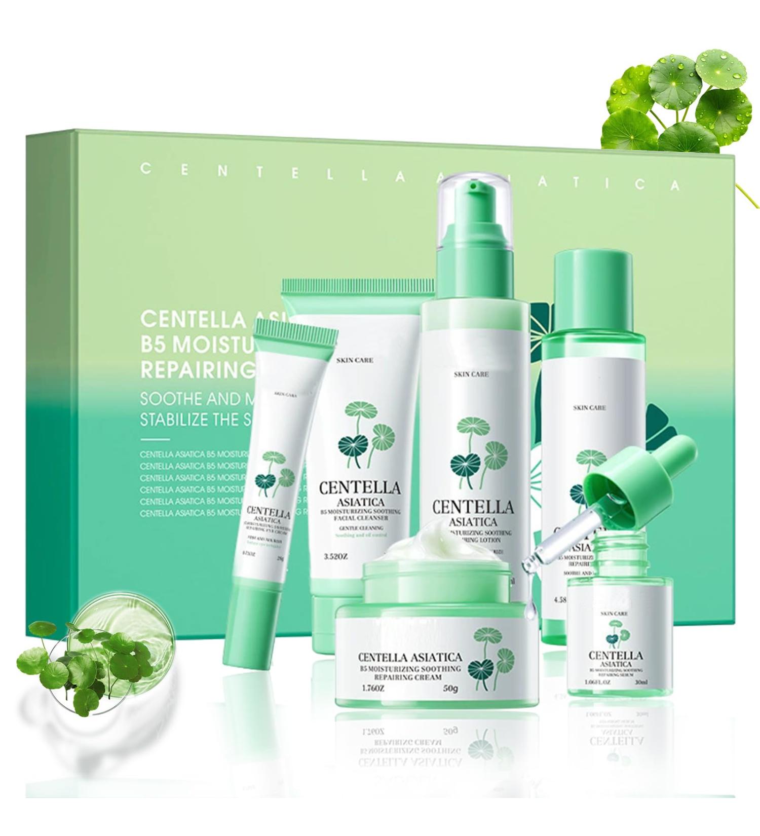 Centella Kit Skin Care 6PCS Hydrating Soothing Skincare Gift Set with Face Cream Serum Cleanser Toner Eye Cream Lotion Contains B5 Hydrates & Soothes and Strengthens the Skin Barrier Daily Skincare - Buy Online on GoSupps.com