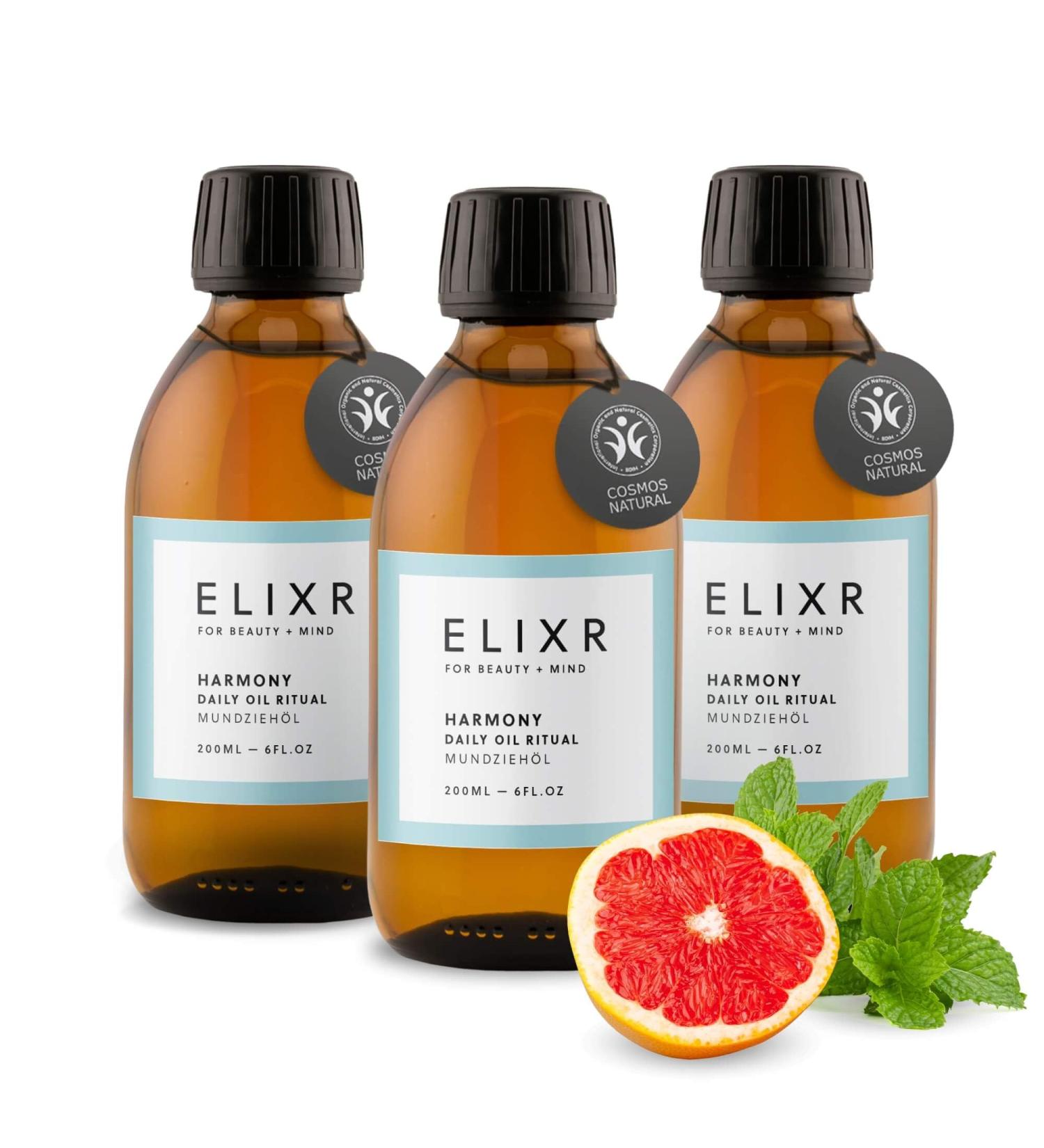 Buy ELIXR Harmony Ayurvedic Mouthwash - Natural Frizzy & Grapefruit Flavor (3x200ml) - Certified German Cosmetics for Oral Care - Buy Online on GoSupps.com