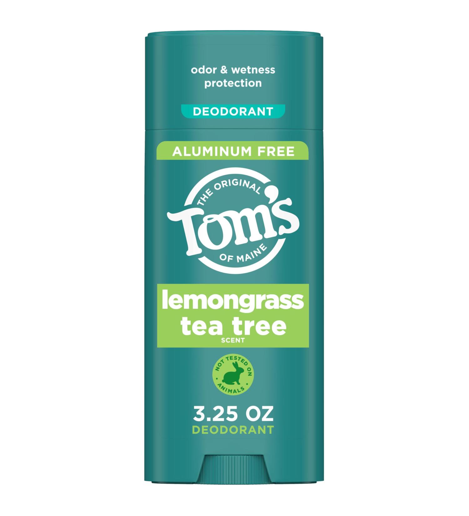 Tom s of Maine Lemongrass Tea Tree Aluminum Free Natural Deodorant For Women & Men | Goes on Clear | Odor & Wetness Protection | Naturally Derived and Moisture-Locking Ingredients | 3.25 oz Lemongrass Tea 3.25 Ounce (Pack of 1) - Buy Online on GoSupps.com