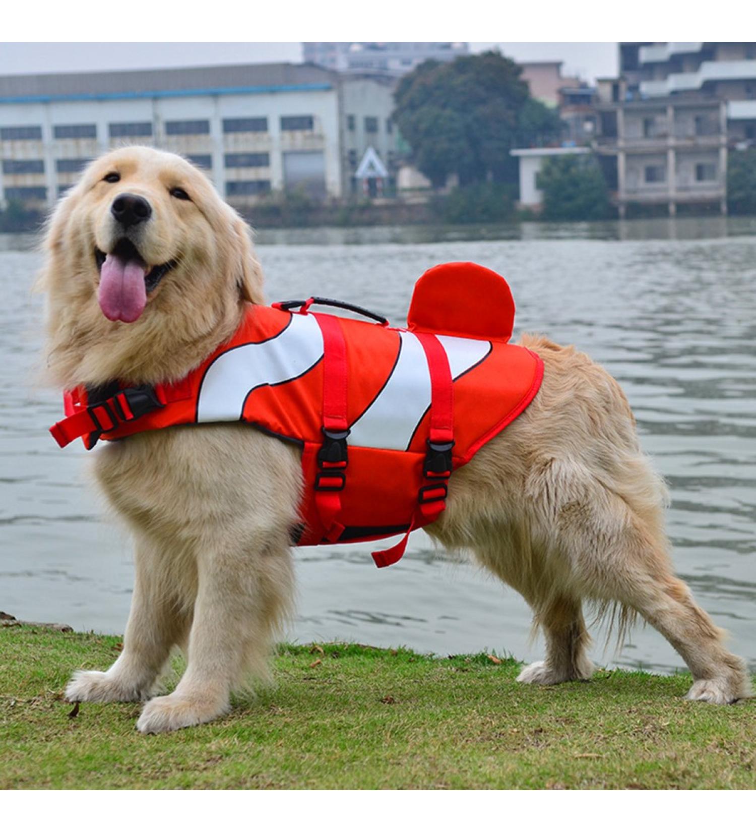 Xiaoyu Adjustable Dog Life Jacket | Pet Swimming Vest for Safety at Pool Beach & Boat - Red - Buy Online on GoSupps.com