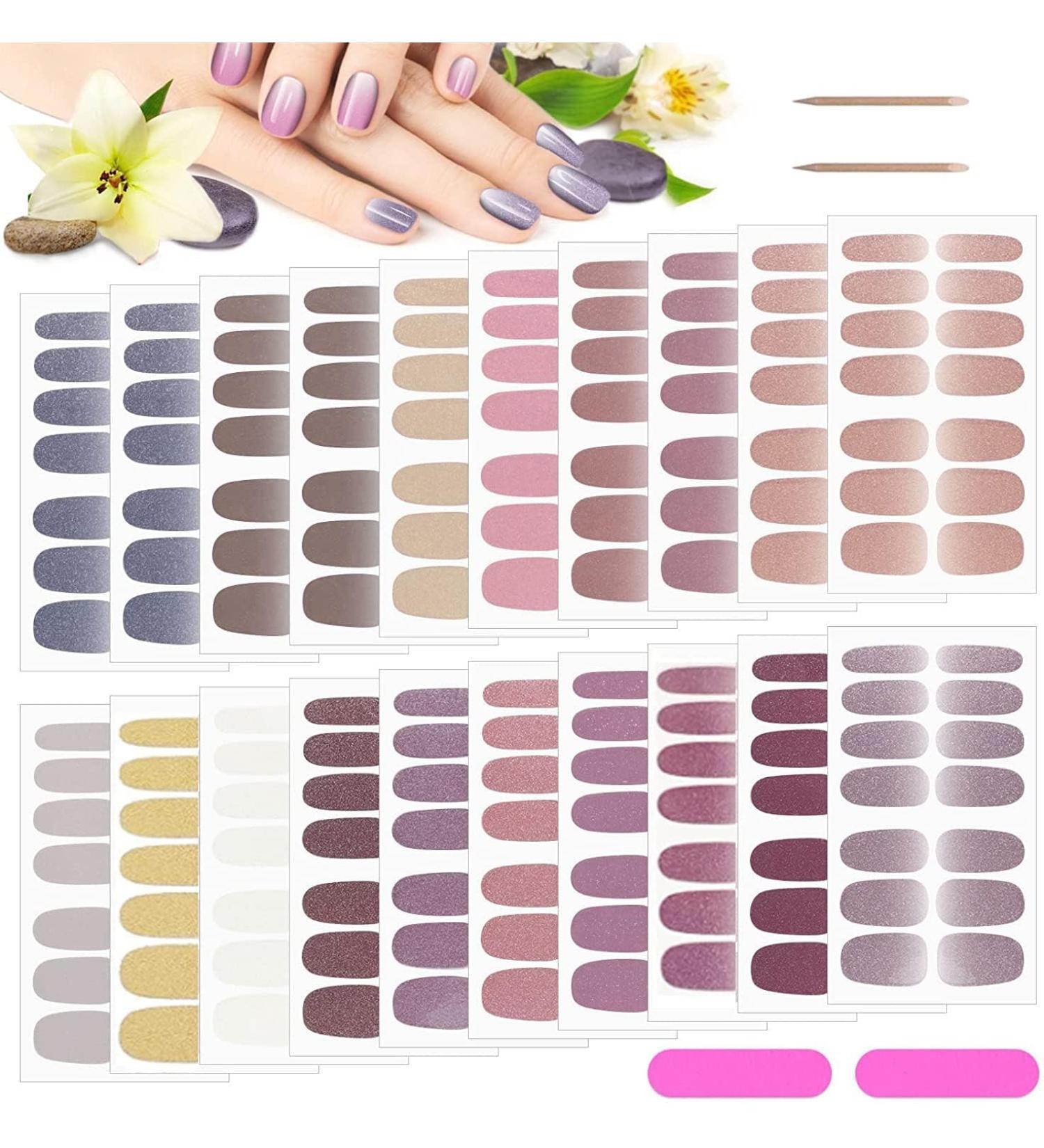 20 Sheets Nail Polish Stickers - Kalolary Full Wraps & Nail Files | Self-Adhesive Gel Nail Strips for Women & Girls - Fast International Shipping - Buy Online on GoSupps.com