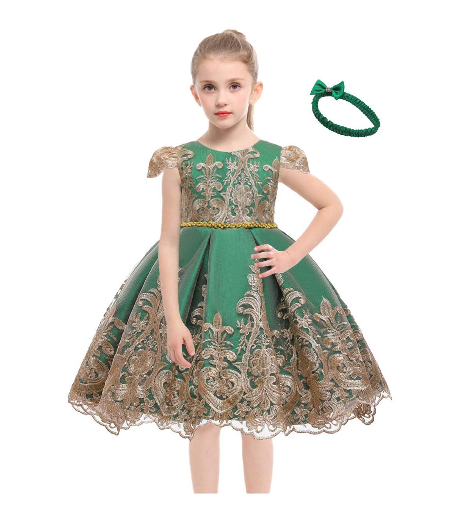 MYRISAM Baby Girl Embroidery Christening Dress with Headwear 3-6 Months Green - Buy Online on GoSupps.com