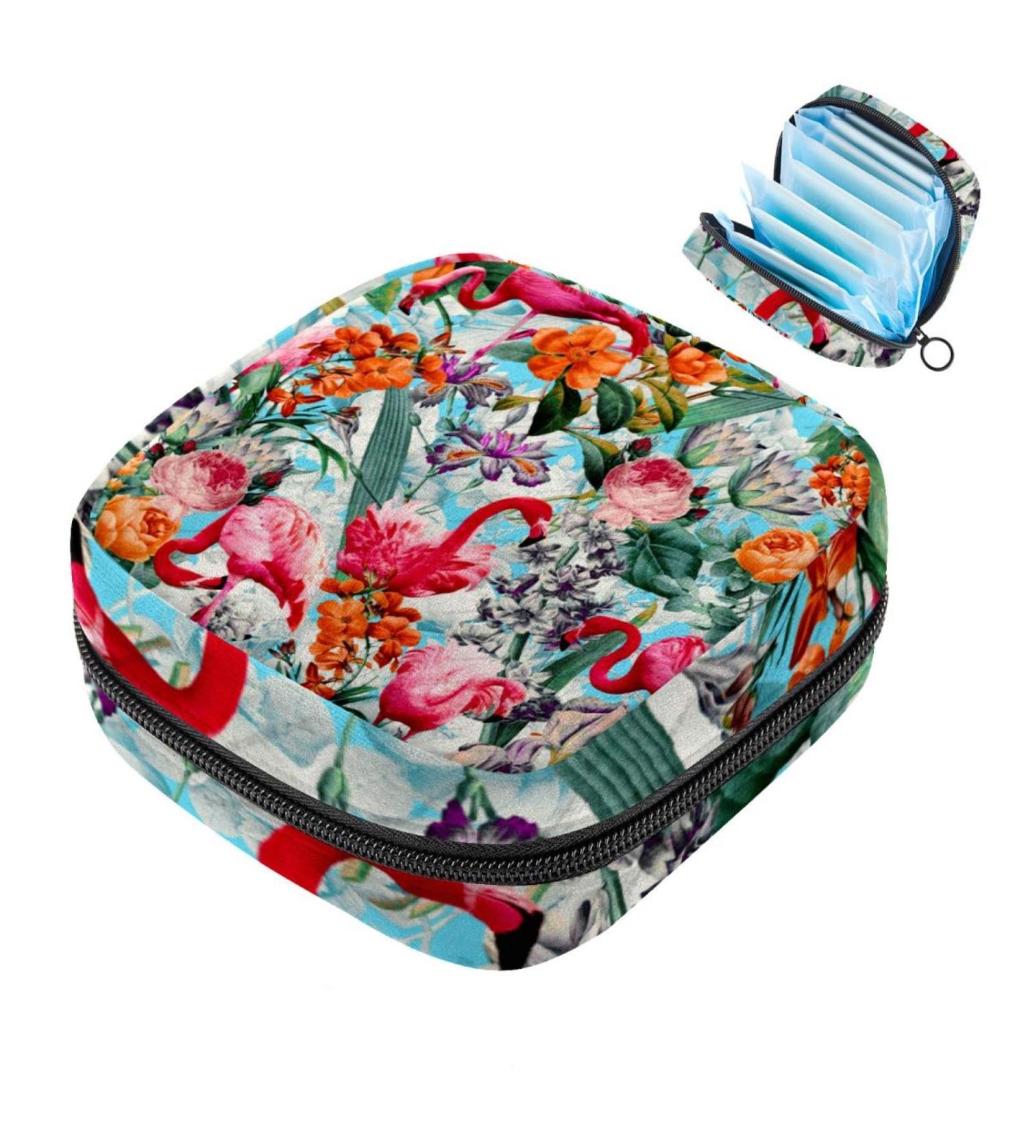 Colorful Flamingo Flower Storage Bags for Women's Bandages Menstrual Products & Tampons - Portable Holders for School & Office - Buy Online on GoSupps.com