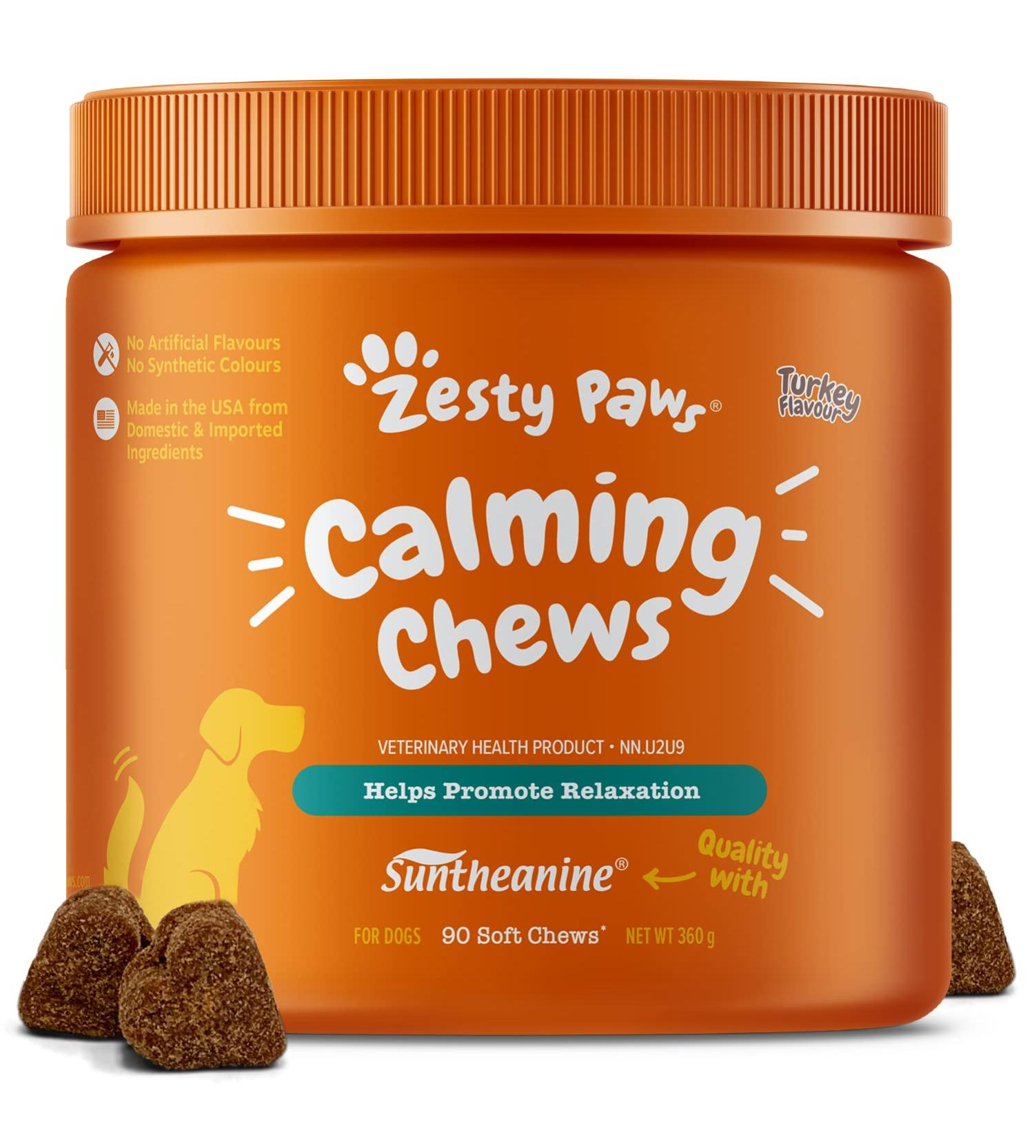 Zesty Paws Calming Soft Chews for Dogs - Helps Promote Relaxation & Calmness - with Suntheanine Ashwagandha & Chamomile for Thunderstorms Fireworks & Travel - Turkey Flavour - 90 Count Turkey 90 Count (Pack of 1) - Buy Online on GoSupps.com