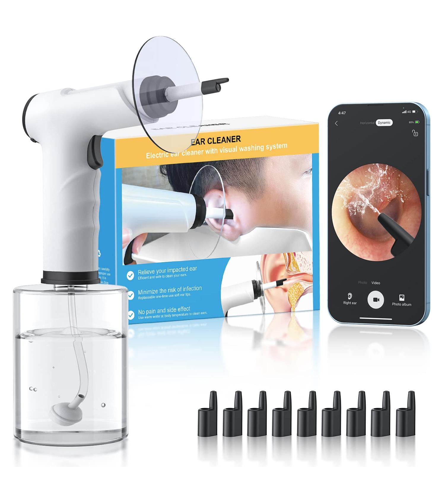 Electric Ear Wax Removal Kit with Camera and Light - Safe and Effective Ear Cleaner | 4 Pressure Settings | Complete Ear Cleaning Irrigation Kit for Adults and Kids - Buy Online on GoSupps.com