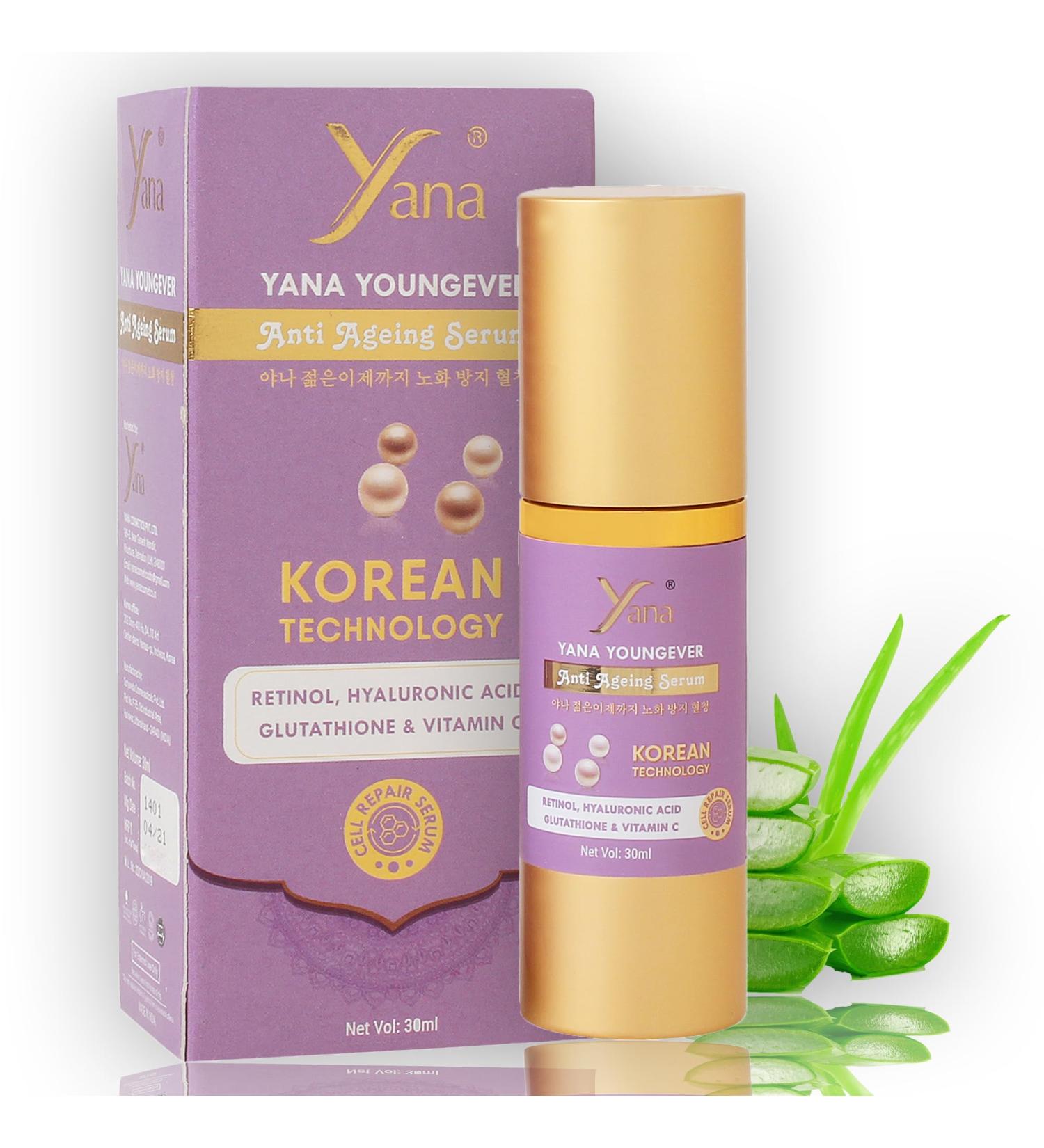 Yana Youngever Anti Aging Face Serum - Vitamin C Retinol Hyaluronic Acid Niacinamide | Resurfacing Pore Refining & Hydrating Skincare | 1.01 Fl Oz - Buy Online on GoSupps.com