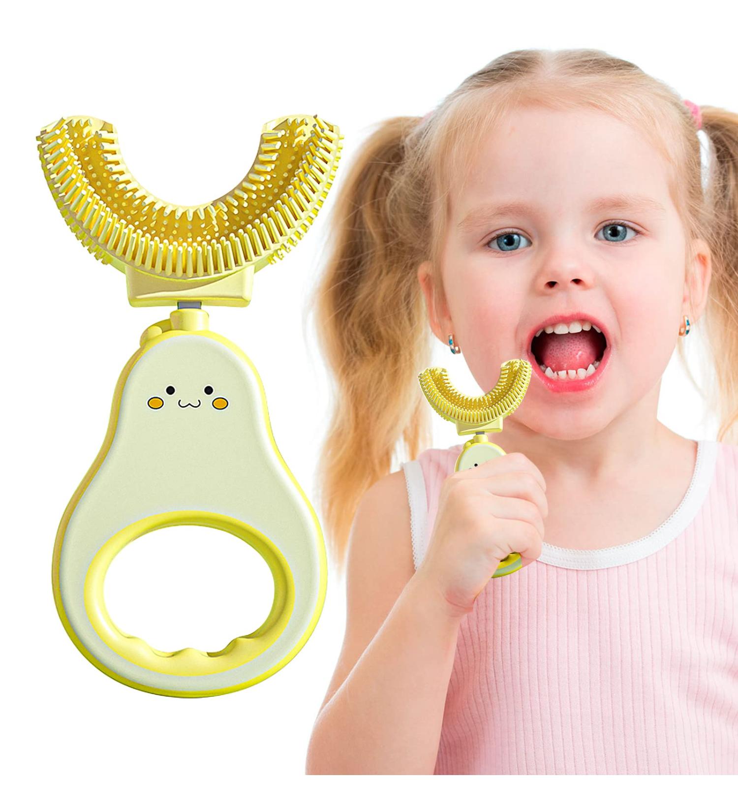 Runmei U-Shaped Silicone Toothbrush for Kids - 360 Surround Brush for Children 2-6 Years - Food-Safe Yellow - Buy Online on GoSupps.com