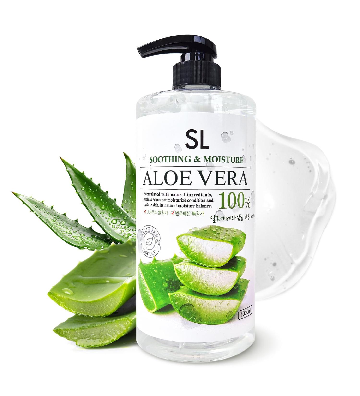 CUTIE MANGO Aloe Vera Soothing Gel 1000ml (35.27oz) | Quick Hydration & Moisturizing | Natural Aloe Vera | Face Hair Body After Shave Korean Daily Skincare All Skin Types Family Size (Made in Korea) - Buy Online on GoSupps.com