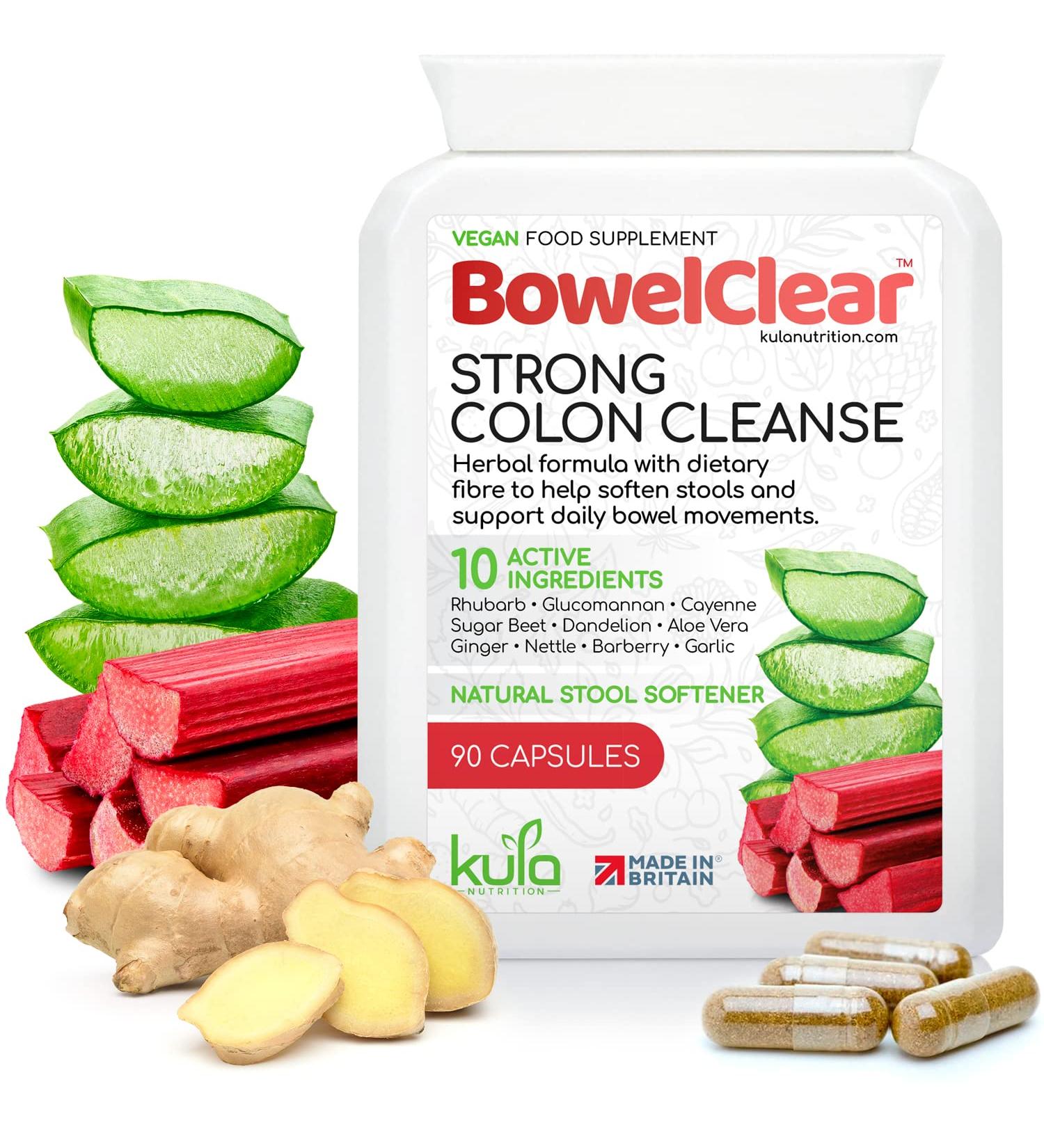 BowelClear Strong Colon Cleanse Detox - Natural Laxatives for Constipation Relief - 90 Vegan Capsules - Buy Online on GoSupps.com
