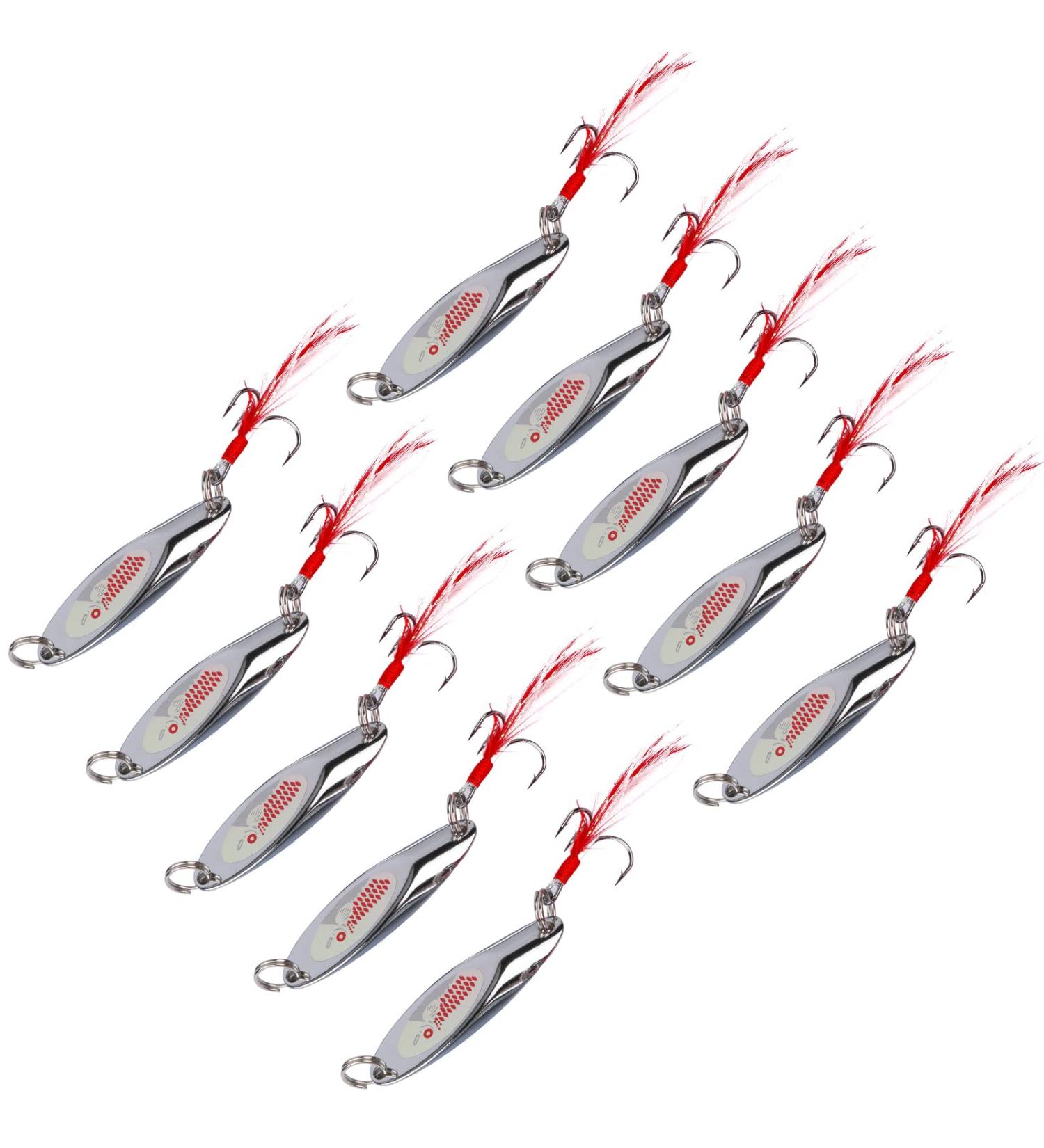 Goture Fishing Spoons Hard Lures for Saltwater Casting, Trout Bass Pike Walleye - Bucktail Spoon Lures 10pcs 1.85/0.35 oz - Buy Online on GoSupps.com