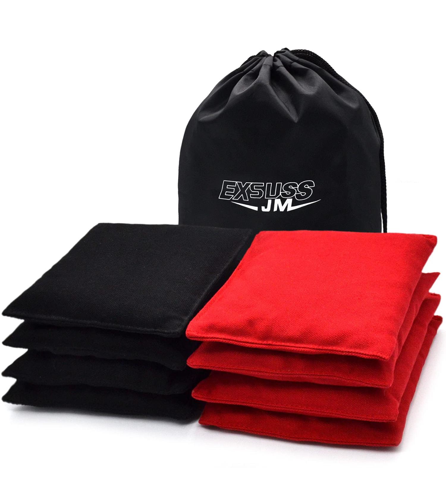 JMEXSUSS Weather Resistant Cornhole Bags - Set of 8 Regulation Professional Corn Hole Bags in Black/Red with Tote Bag - Buy Online on GoSupps.com