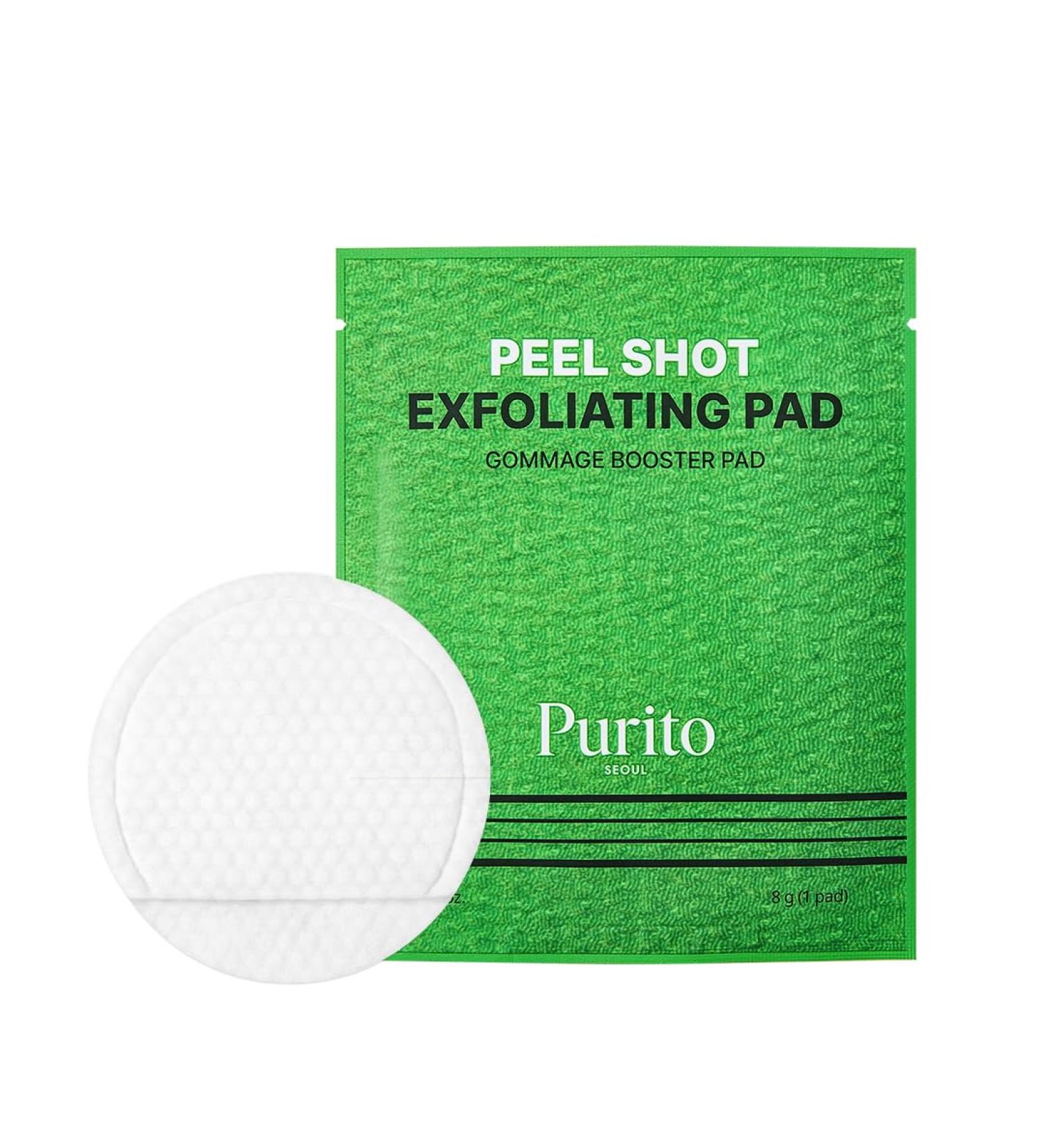 PURITO PEEL SHOT Exfoliating Pad | for Blackheads Whiteheads & Pores | Charcoal + Enzyme Deep Clean | Instant Glow & Smooth Texture | Gentle Daily Exfoliation | Korean Skincare 8 Pads - Buy Online on GoSupps.com