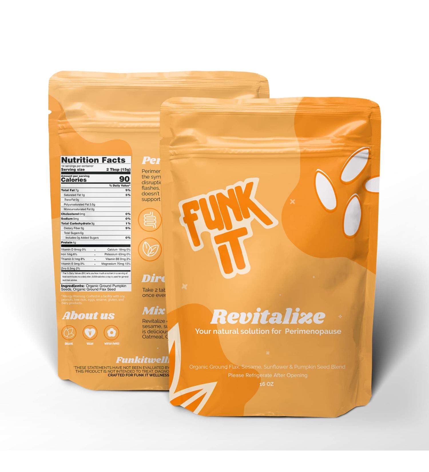 Funk It Wellness Revitalize Seed Blend | Natural Perimenopause Relief | Support for Irregular Cycles & Symptoms | 100% Plant-Based - Buy Online on GoSupps.com