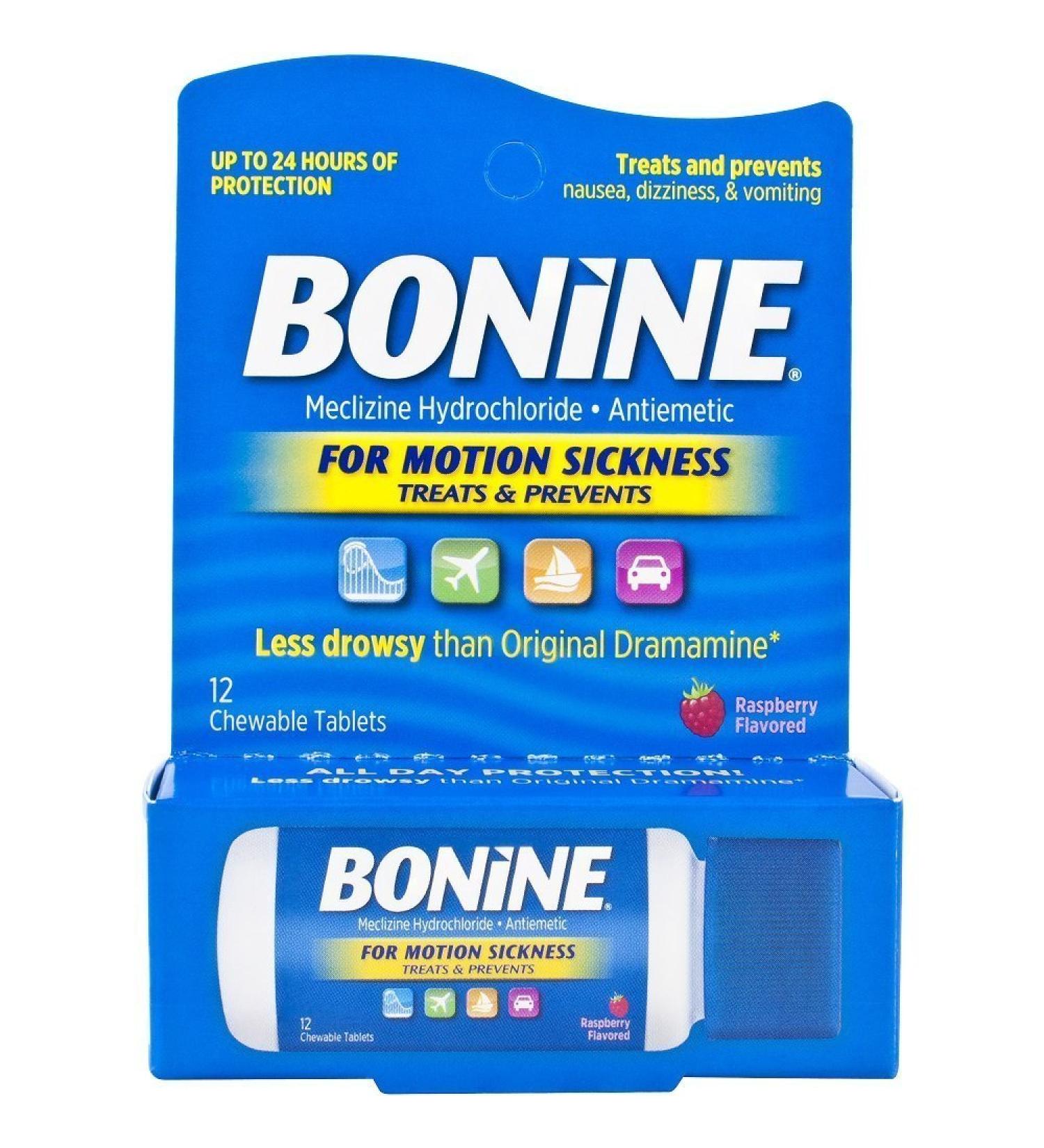Bonine Travel Packet Dispenser 12 Chewable Raspberry Tablets - Convenient Travel Size - Buy Online on GoSupps.com