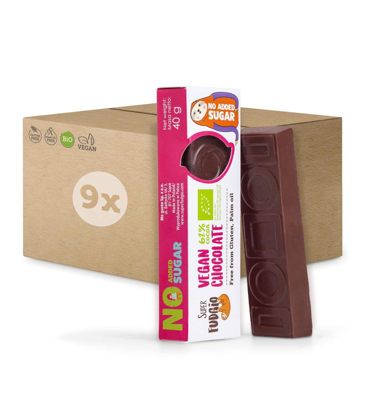  SUPER FUDGiO SUPER FUDGiO Organic Chocolate Bars | Organic & Sugar Free Sweets | Vegan - Gluten Free | Sugar Free Chocolate Snack | Coconut Chocolate - 9 Pack - Buy Online on GoSupps.com