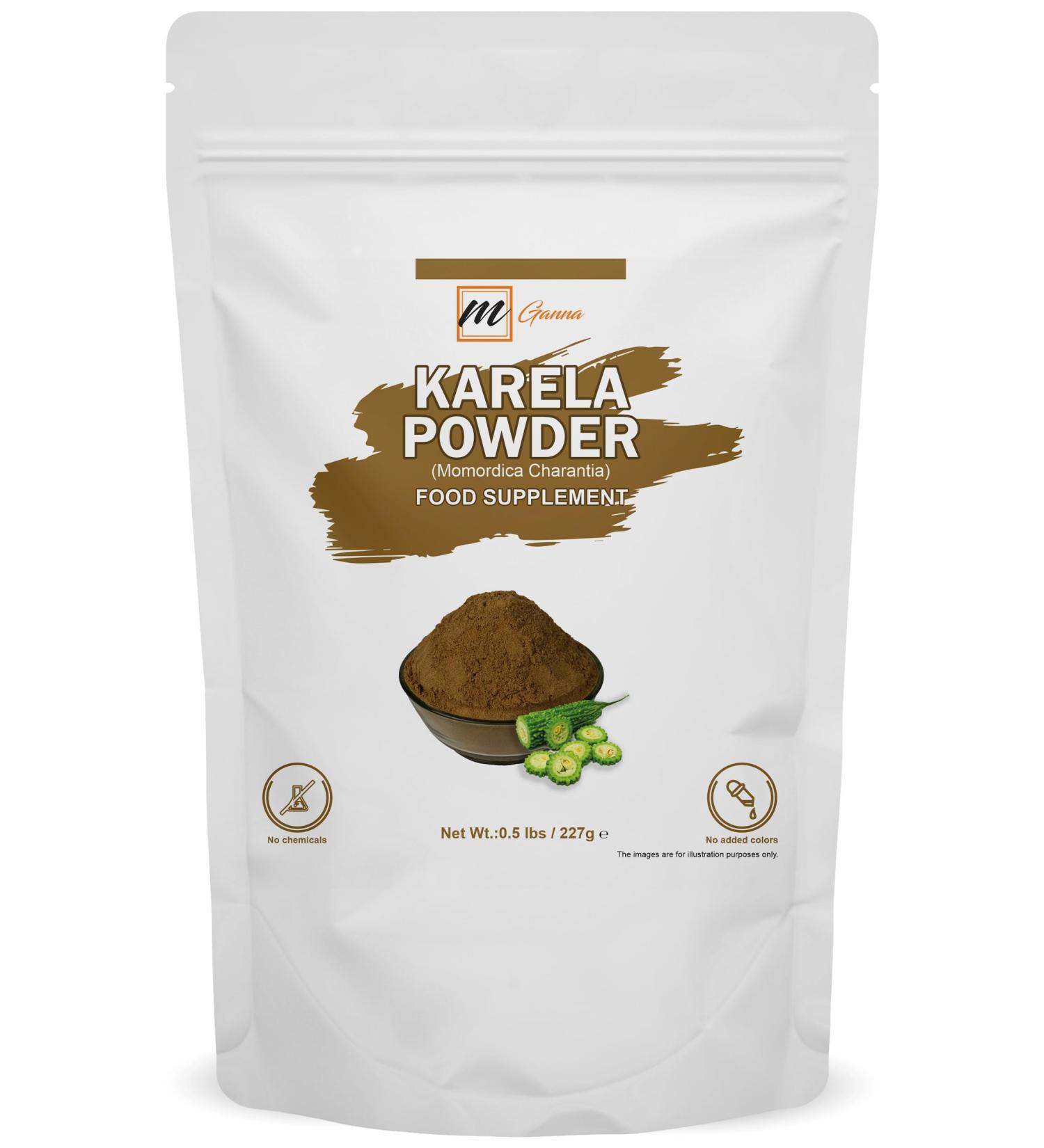 mGanna 100% Natural Bitter Melon (Karela Powder) | Momordica Charantia 0.5 LBS / 227 GMS for Health Care and Smooth Supple Skin - Buy Online on GoSupps.com