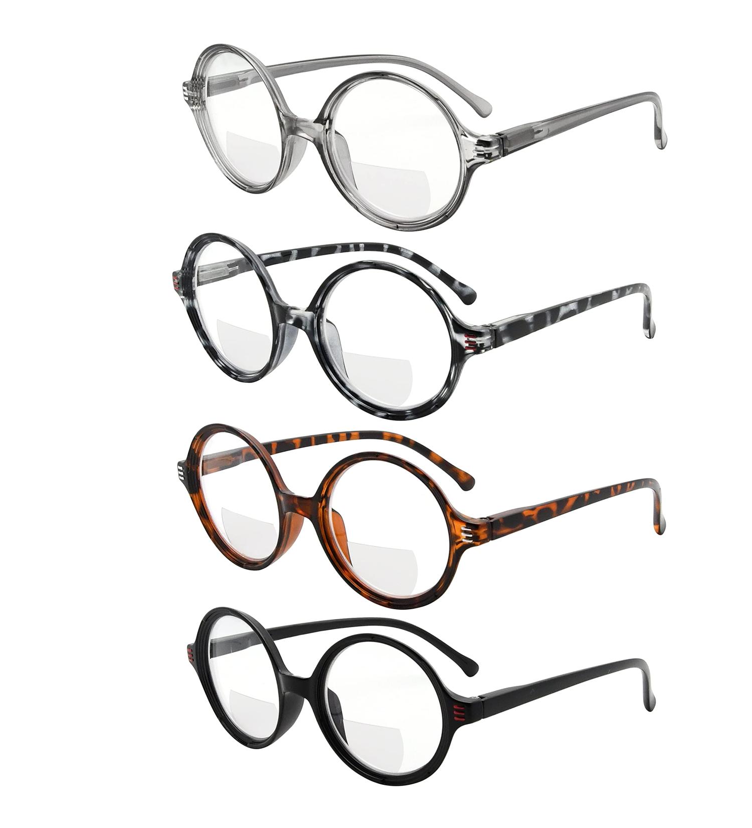 Eyekepper 4-Pack Bifocal Reading Glasses for Women - Small Lens Round Bi-focal Readers (Clear Lens Mixed Colors 3.0x) - International Shipping Available - Buy Online on GoSupps.com
