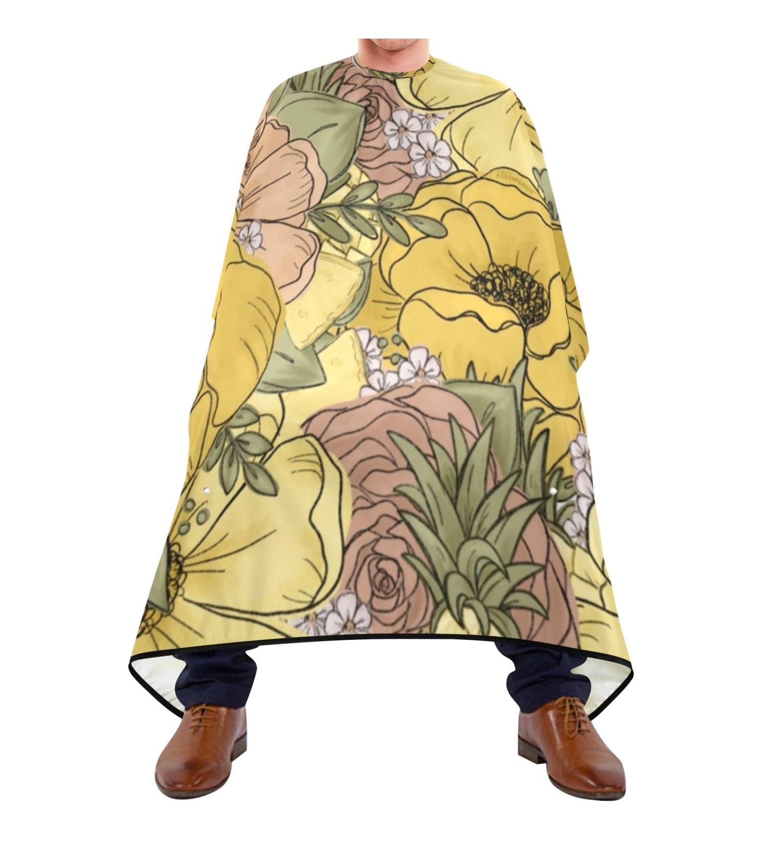 Waterproof Barber Cape - Yellow Sunflower & Cheetah Pattern Hair Cutting Bib for Men & Unisex | Perfect for Salons & Home Use - Buy Online on GoSupps.com