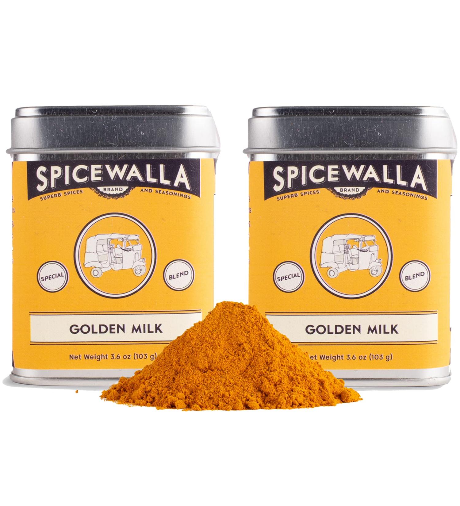 Spicewalla Golden Milk Powder 3.6 oz 2 Pack - Cinnamon Ginger Turmeric Latte Mix - 2 Pack - 3.6 Ounce - Buy Online on GoSupps.com