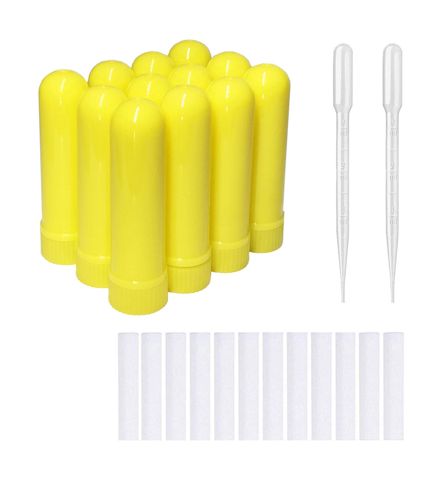 Zison 12 Sets Yellow Essential Oil Inhaler Sticks with Droppers - Aromatherapy Nasal Inhalers (12 Complete Sticks) - Buy Online on GoSupps.com