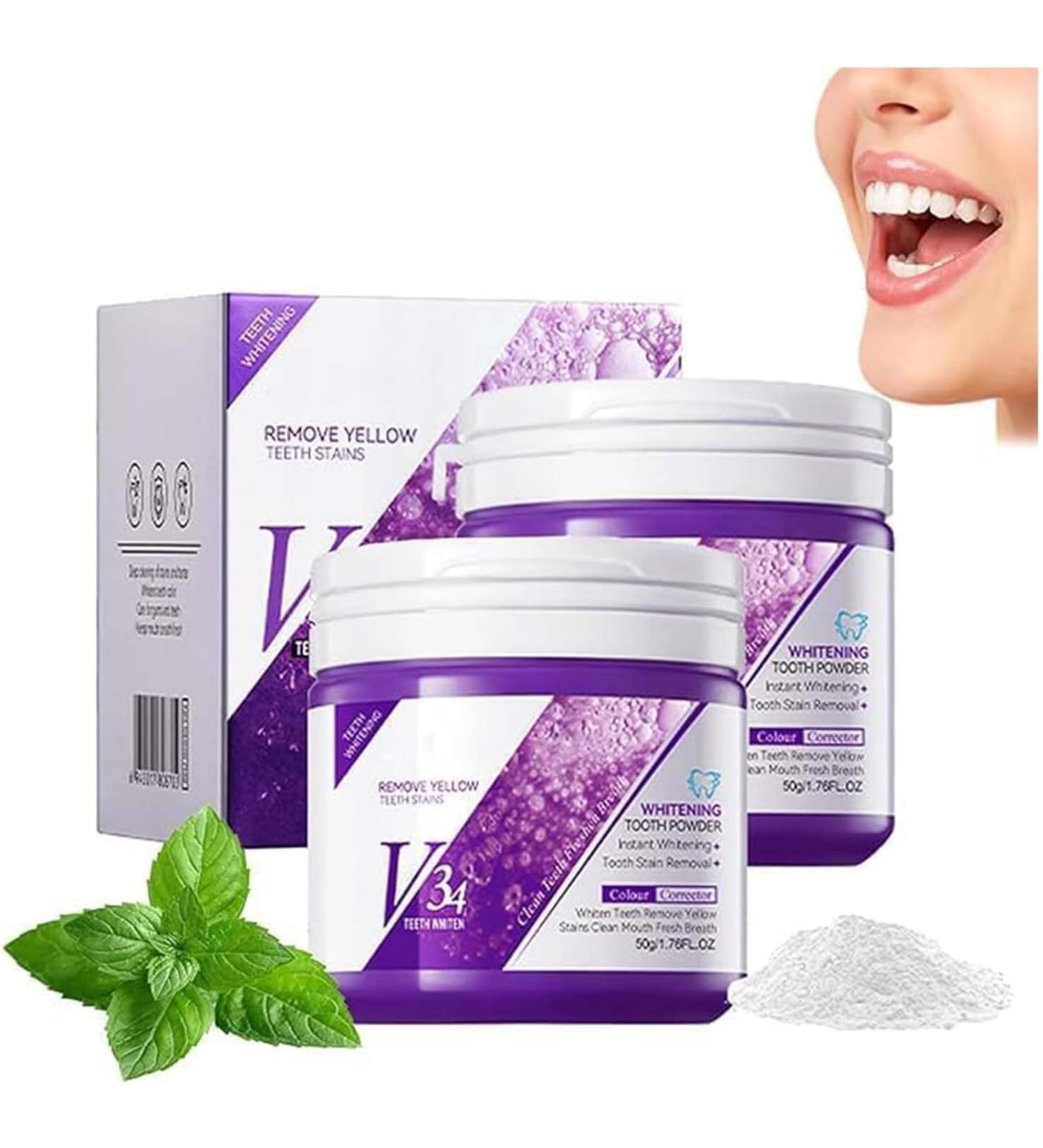 HLMULL V34 Teeth Whitening Powder Natural Mineral Powder for Teeth Tooth Restoration Mineral Powder Teeth Cleaning Powder Fresh Breath Stain Removal - Buy Online on GoSupps.com