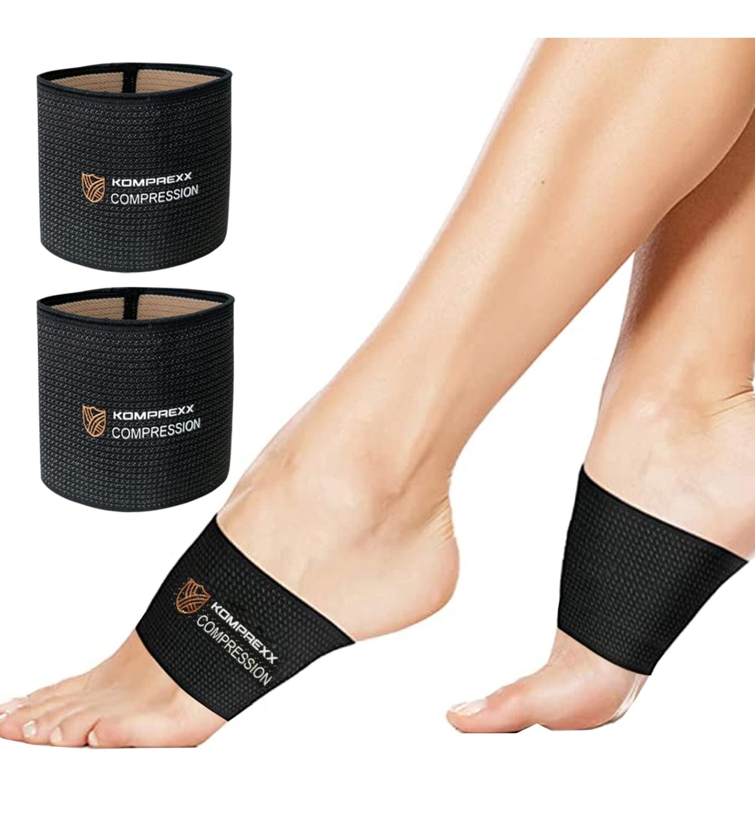 Komprexx Arch Support Bands - Copper Compression Sleeve for Plantar Fasciitis Relief - 1 Pair for Women & Men, Feet Pain, Heel Spurs, Flat Arches - Buy Online on GoSupps.com