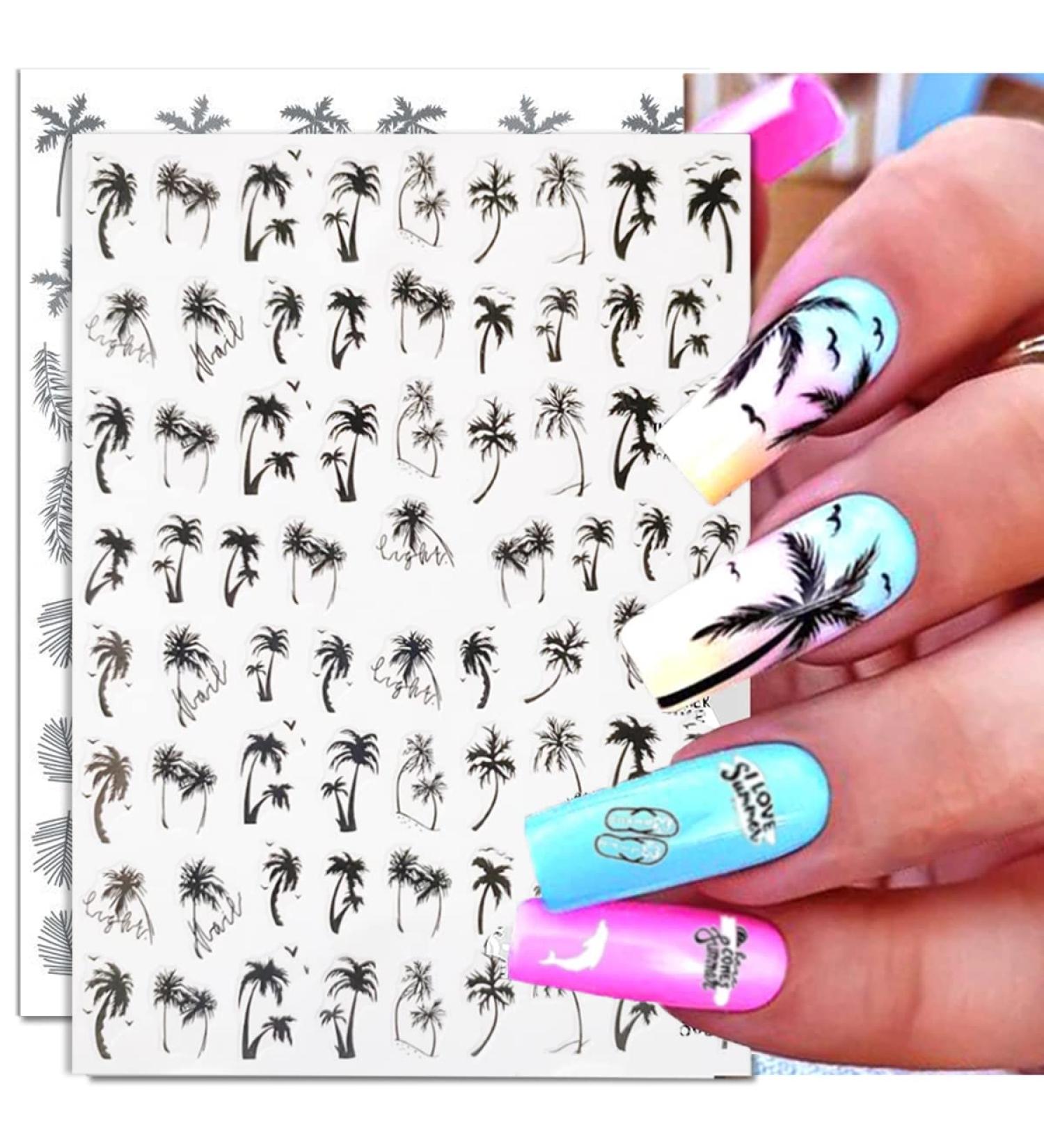 Coconut Print Summer Nails That Glow