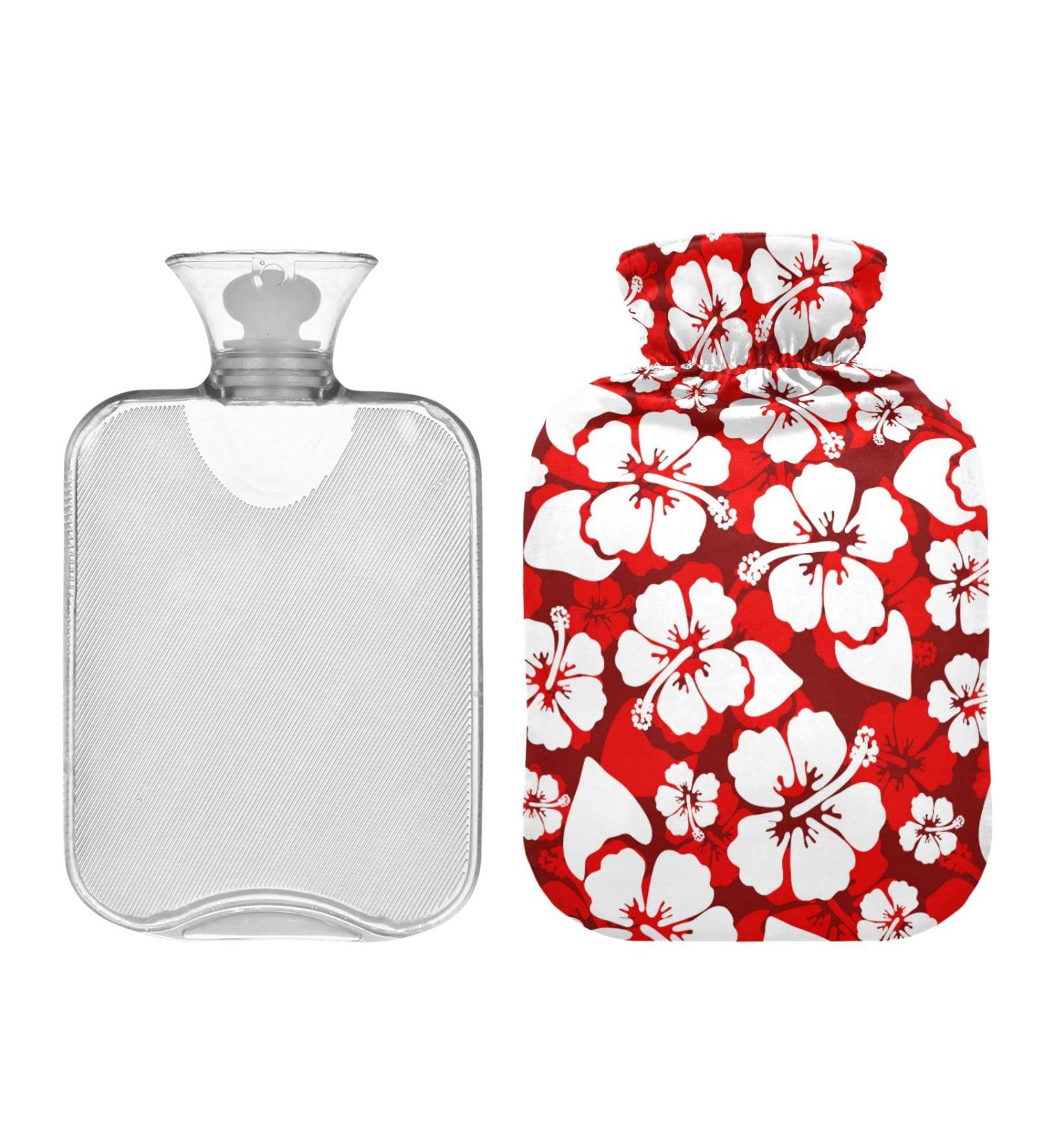 Mnsruu 2L Hot Water Bottle with Soft Cover Hibiscus Design Perfect Gift for Women & Kids Ideal for Christmas - Buy Online on GoSupps.com